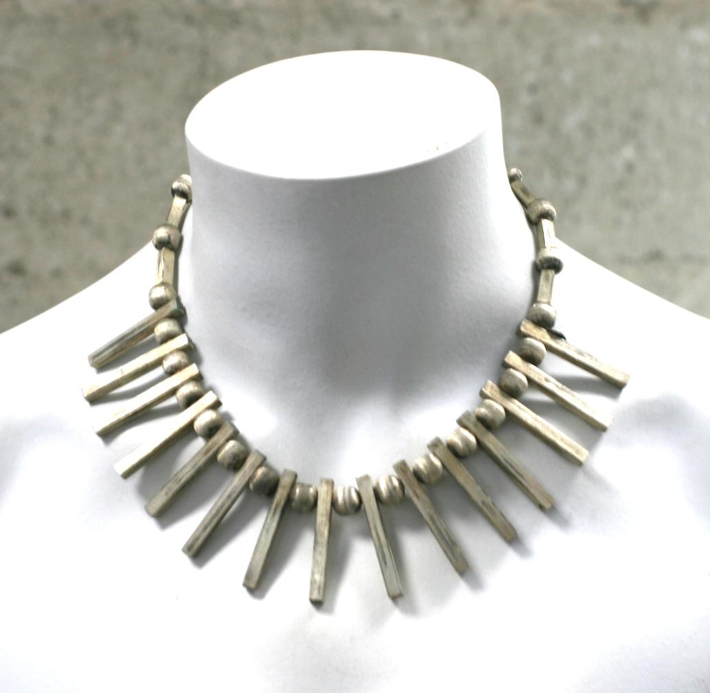Mexican Sterling Spoke Modernist Necklace For Sale 4