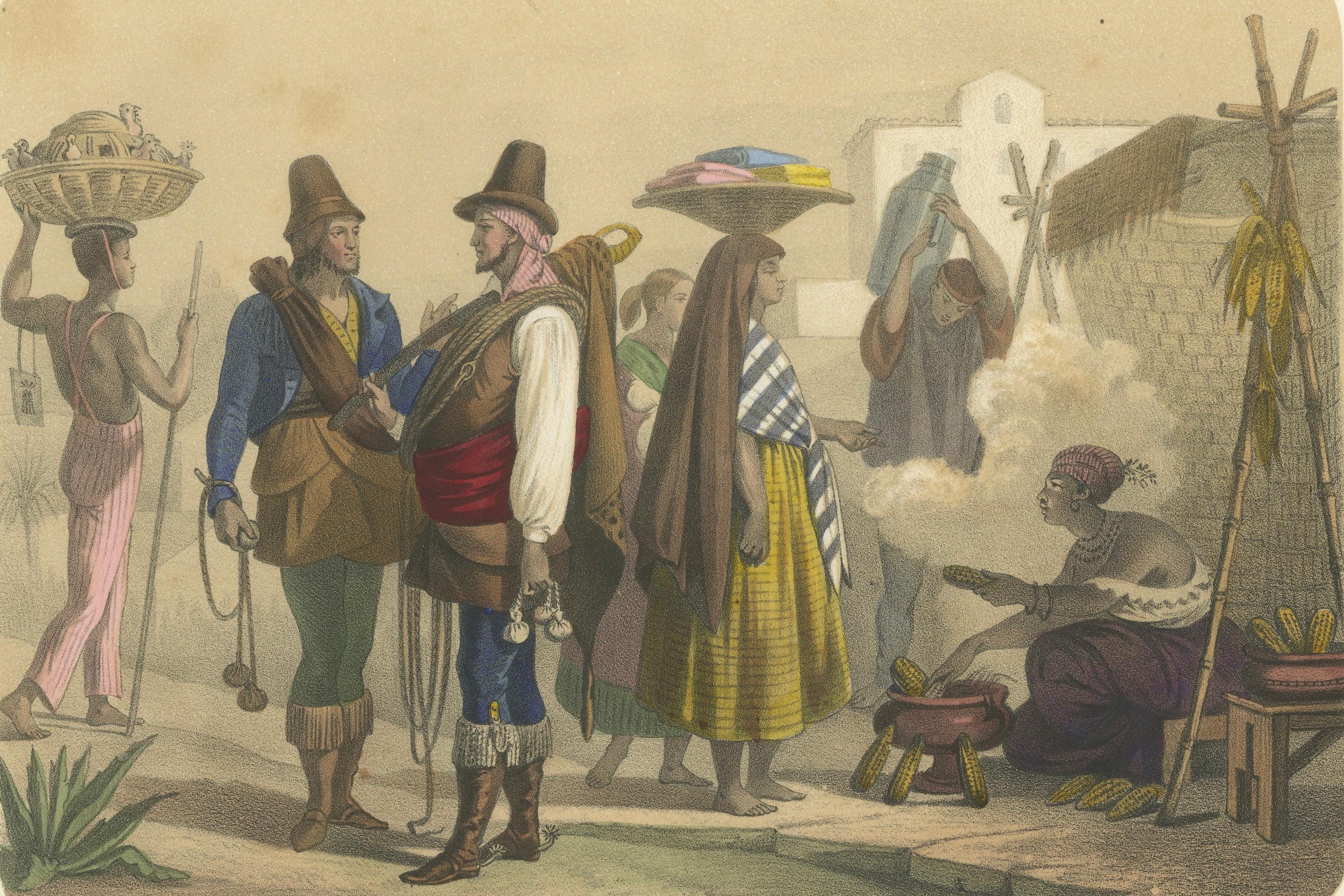 Brazilian Market Scene – Poultry Seller and Maize Vendor, c.1845