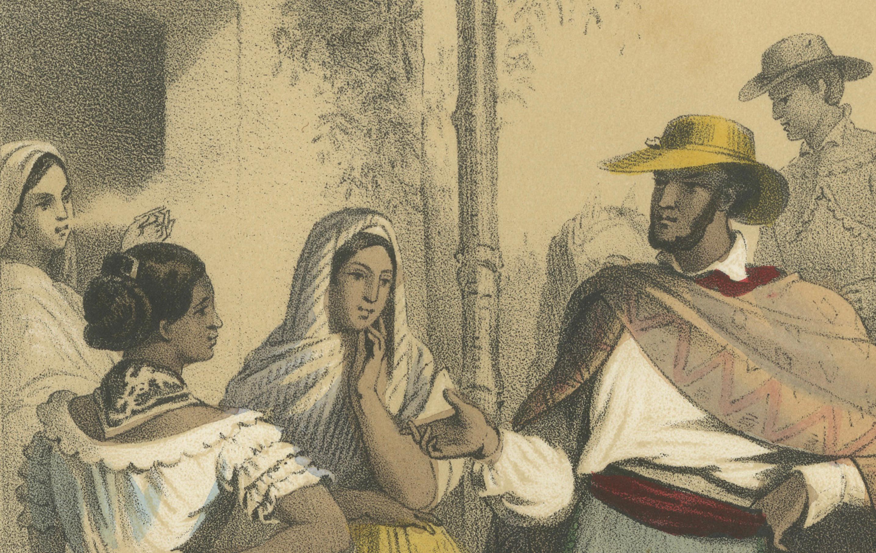 Mexican Street Scene – Ranchero, Cavalier, and Poblana Women, c.1845