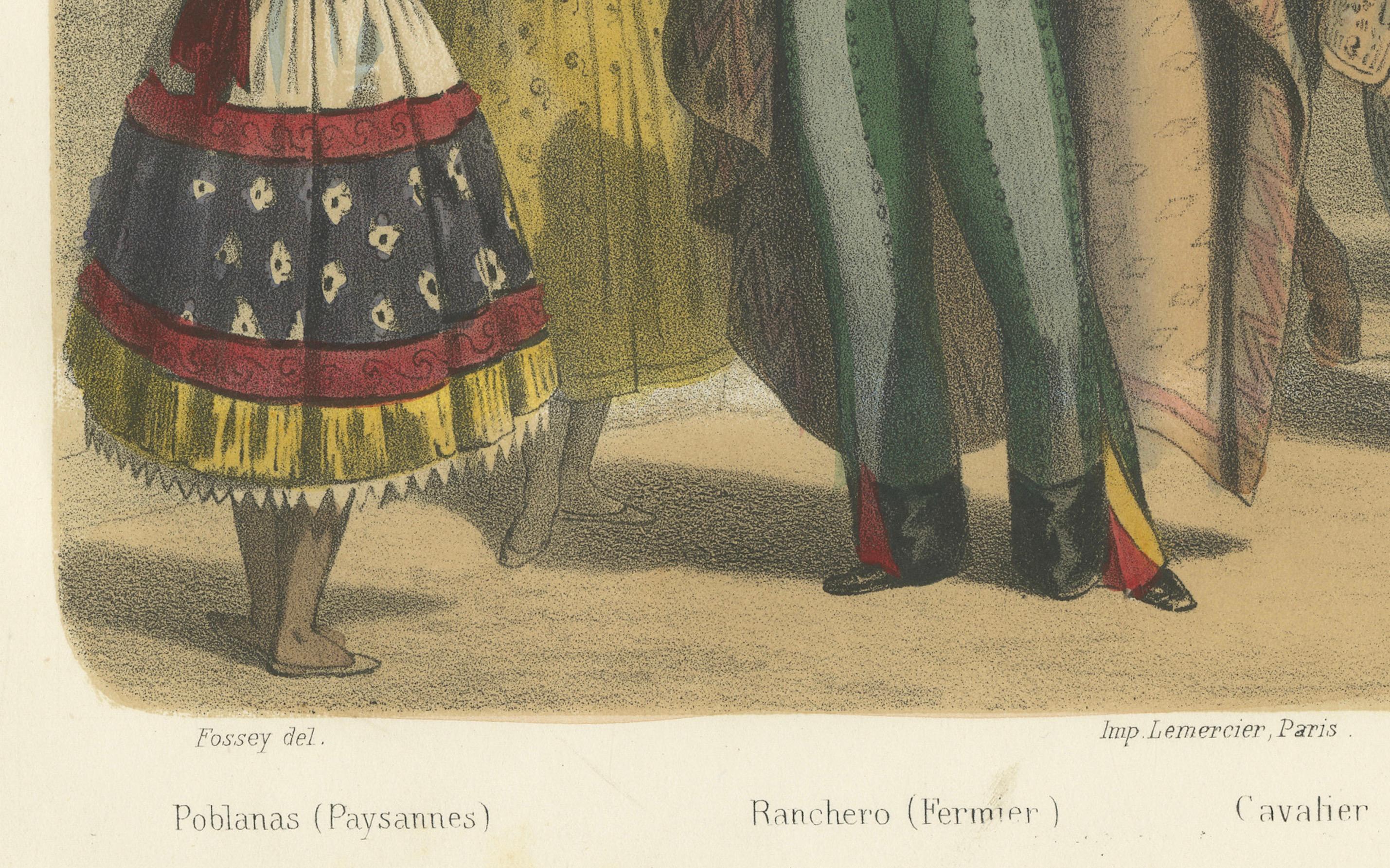 Mexican Street Scene – Ranchero, Cavalier, and Poblana Women, c.1845