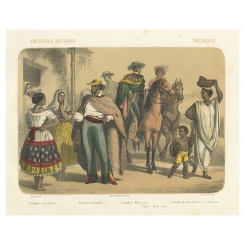 Mexican Street Scene – Ranchero, Cavalier, and Poblana Women, c.1845