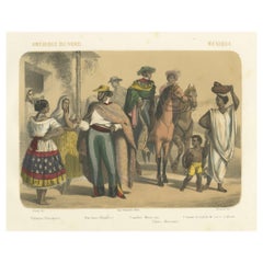 Mexikanische Straßenszene - Ranchero, Kavalier und Poblana-Frauen, ca. 1845