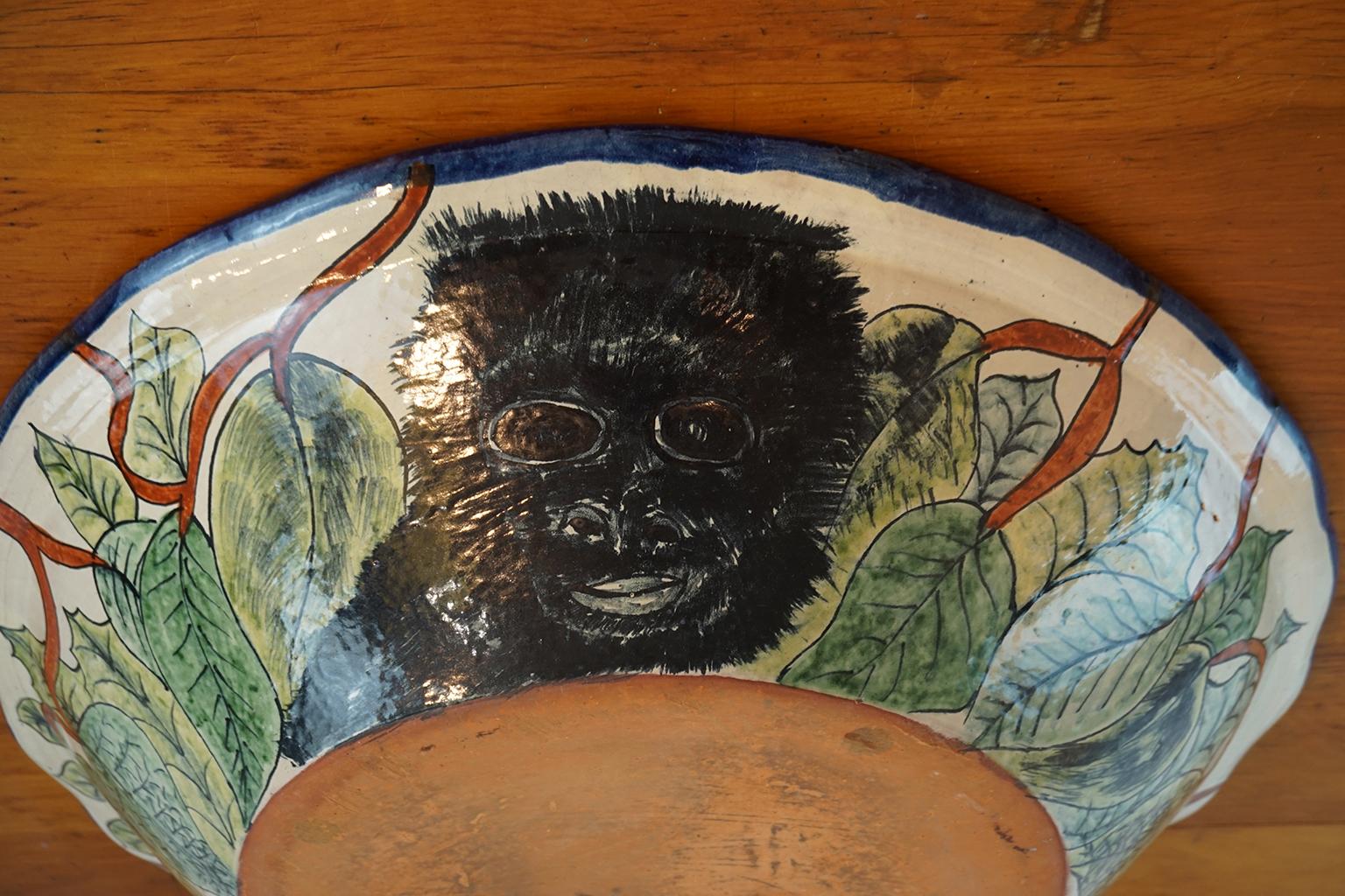 Mexican Studio Pottery Frida Kahlo & Her Monkeys Centerpiece 9