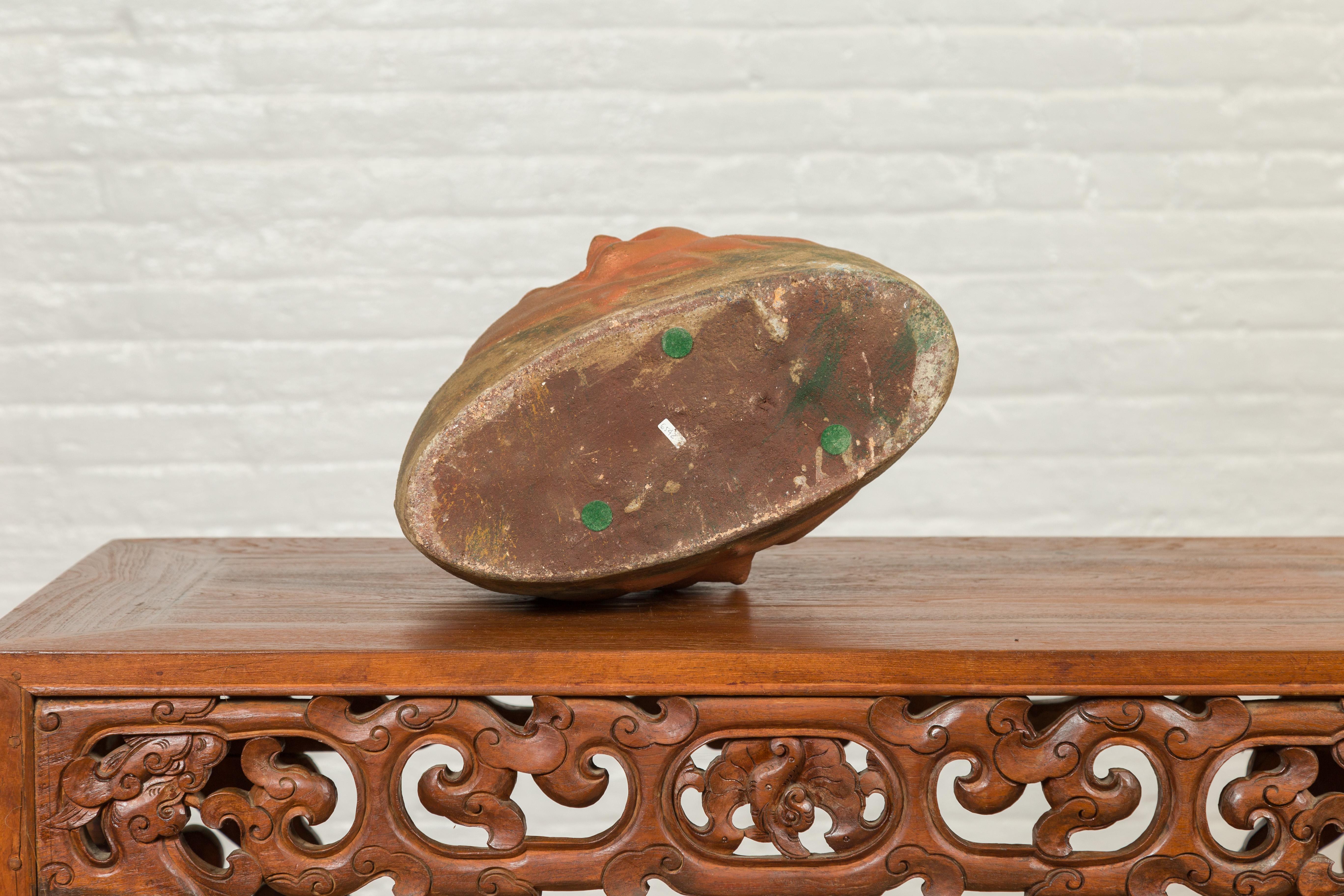 Mexican Sun and Moon Terracotta Vase with Copper Tones and Flaring Neck 4