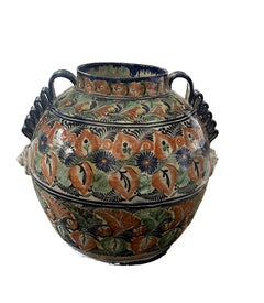 Mexican Talavera Guanajuato Pottery Urn Signed Capello