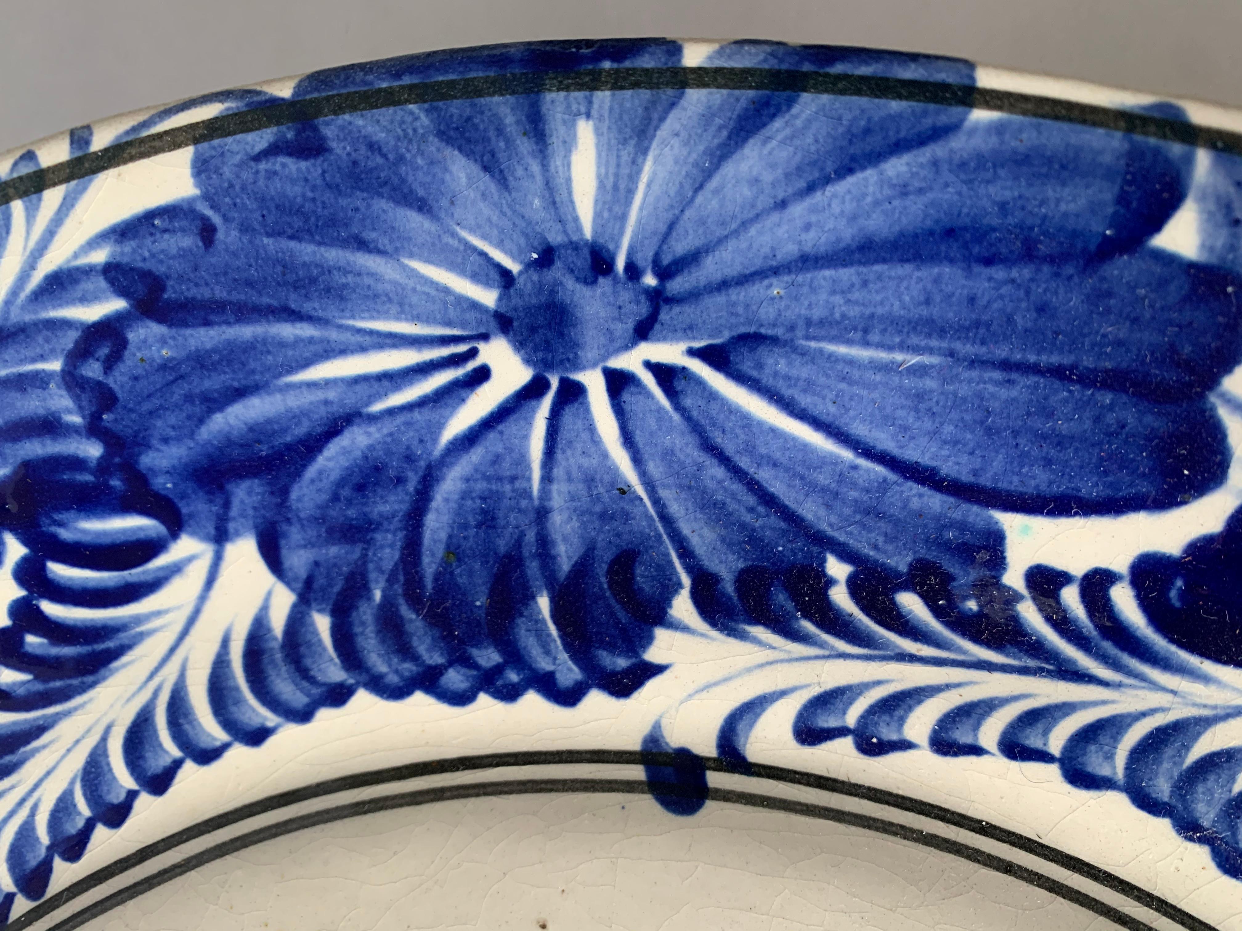 Mexican Talavera Pottery Large Blue and White Platter 2