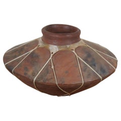Olla mexicaine en terre cuite liée au cuir Olla, vase à eau Jug Pot 16", Tarahumara