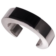 Mexican Taxco 1980s Sterling Onyx Bangle