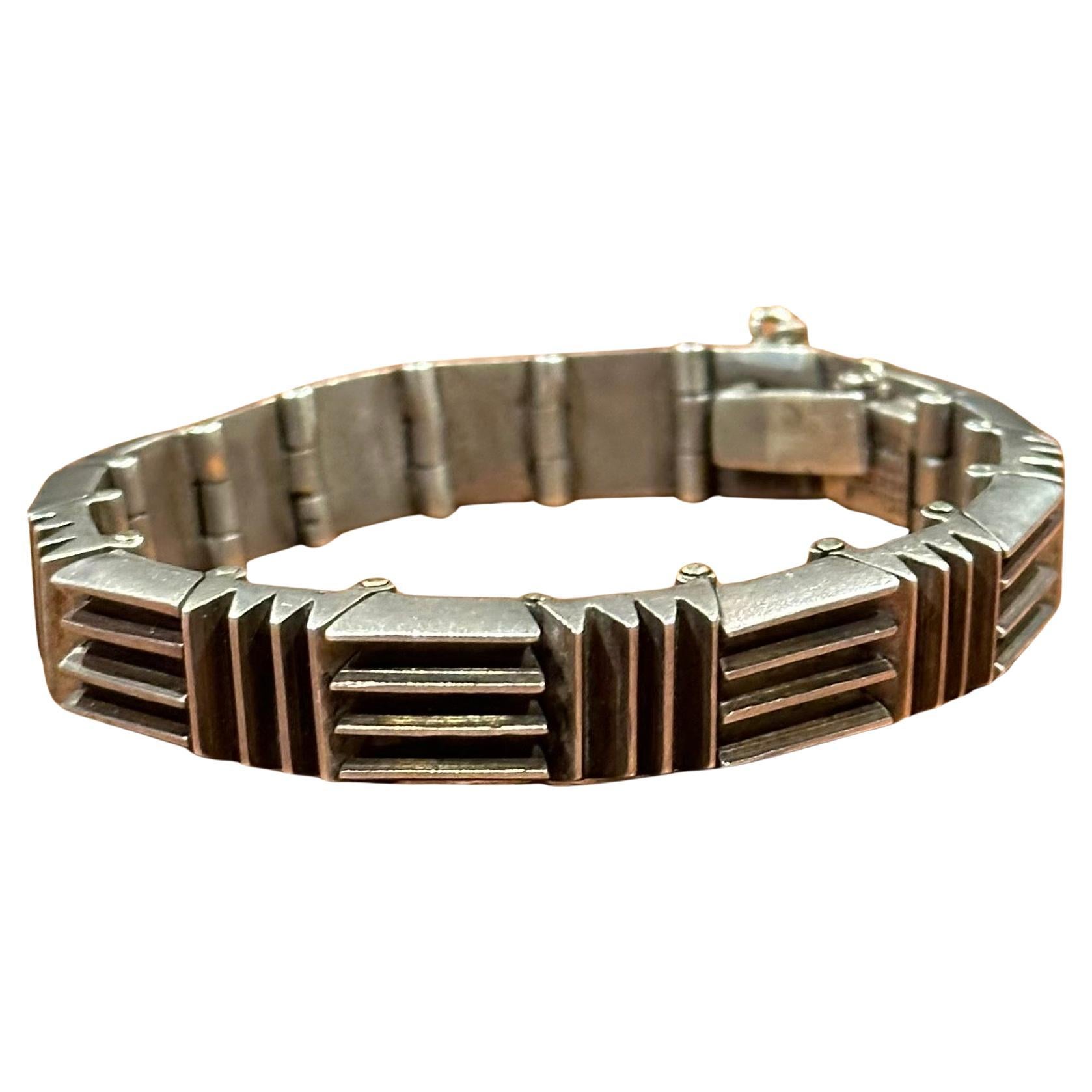 Mexikanisches Taxco Abstraktes Modernistes .970 Silberarmband von Antoñio Pineda (Handgefertigt) im Angebot