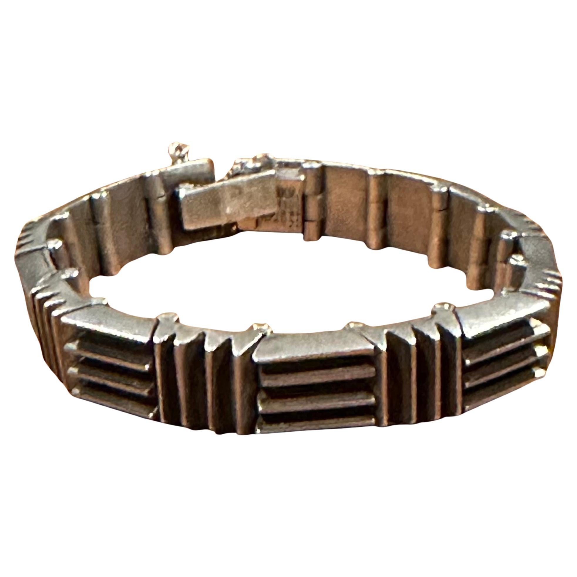 Mexikanisches Taxco Abstraktes Modernistes .970 Silberarmband von Antoñio Pineda im Zustand „Gut“ im Angebot in San Diego, CA