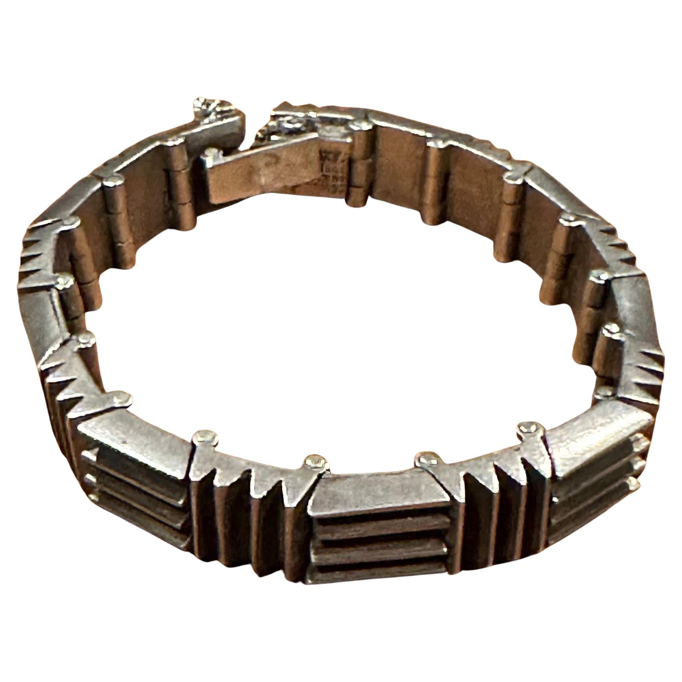 Mexikanisches Taxco Abstraktes Modernistes .970 Silberarmband von Antoñio Pineda (20. Jahrhundert) im Angebot