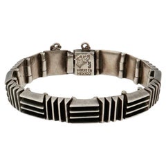 Bracelet moderne abstrait mexicain Taxco en argent .970 par Antoñio Pineda