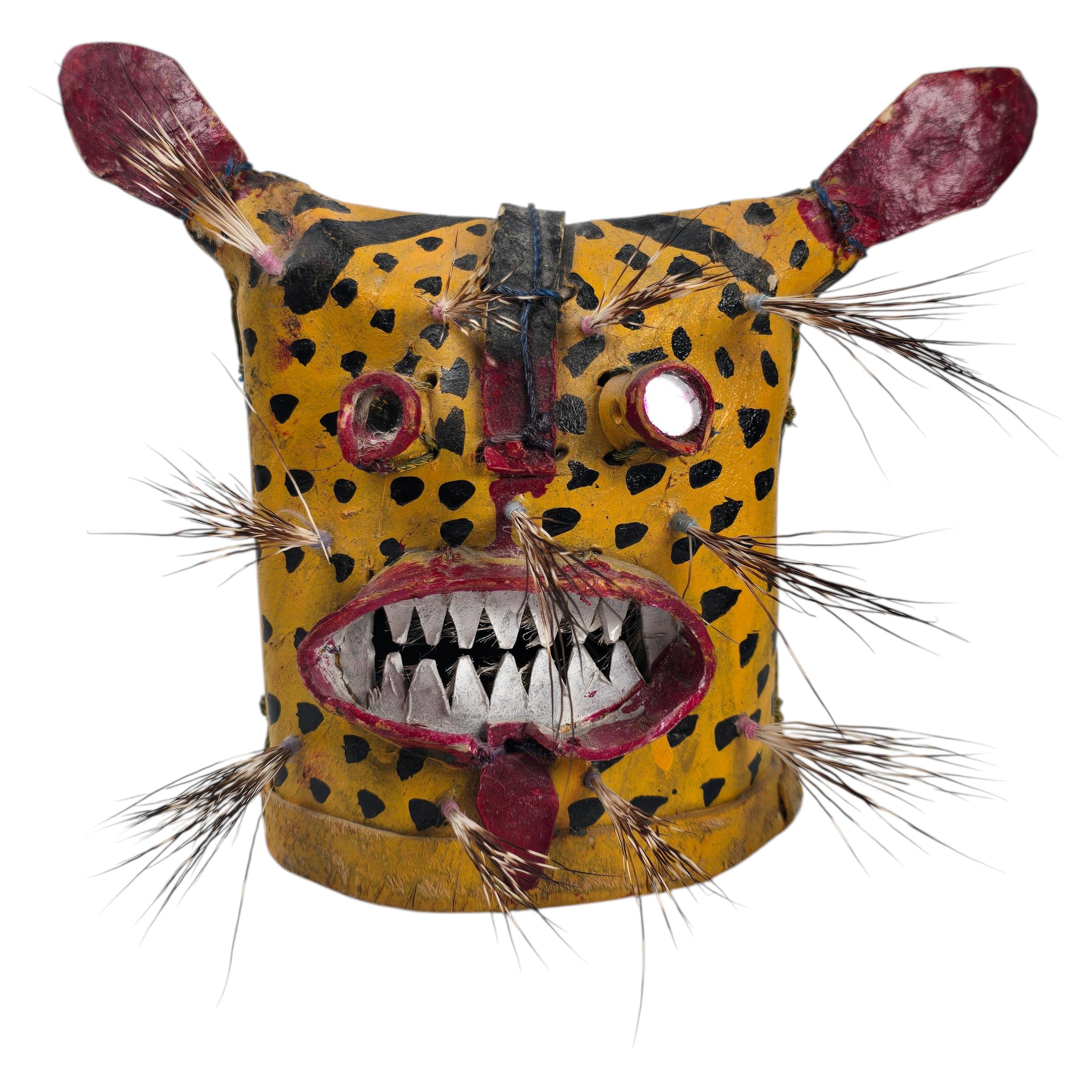 Mexican Tigre Jaguar Dance Mask Zitala Guerrero For Sale