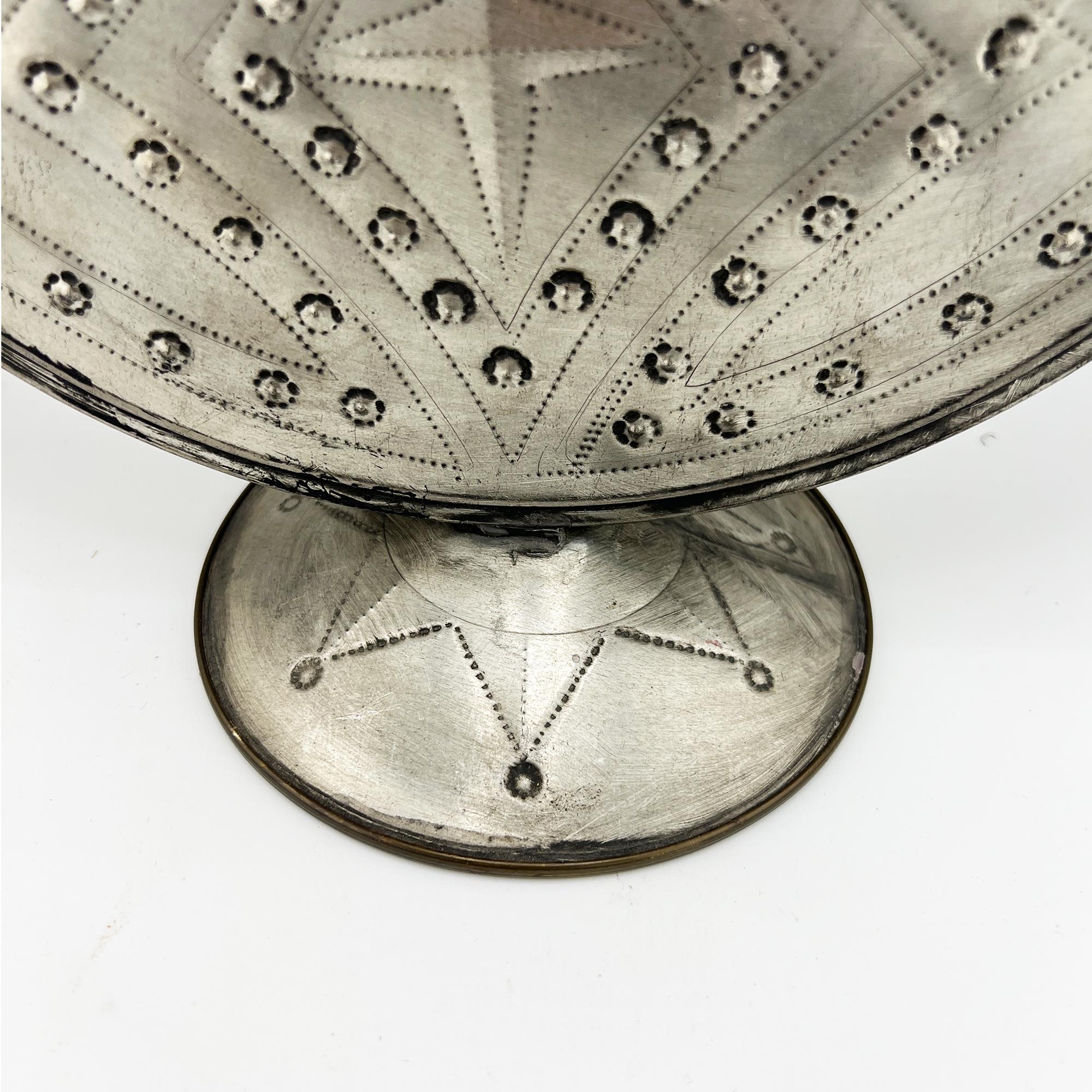 Mexican Tin Candleholder Hand-Punched Folk Art from the Jonathan Parks Estate In Good Condition For Sale In Oklahoma City, OK
