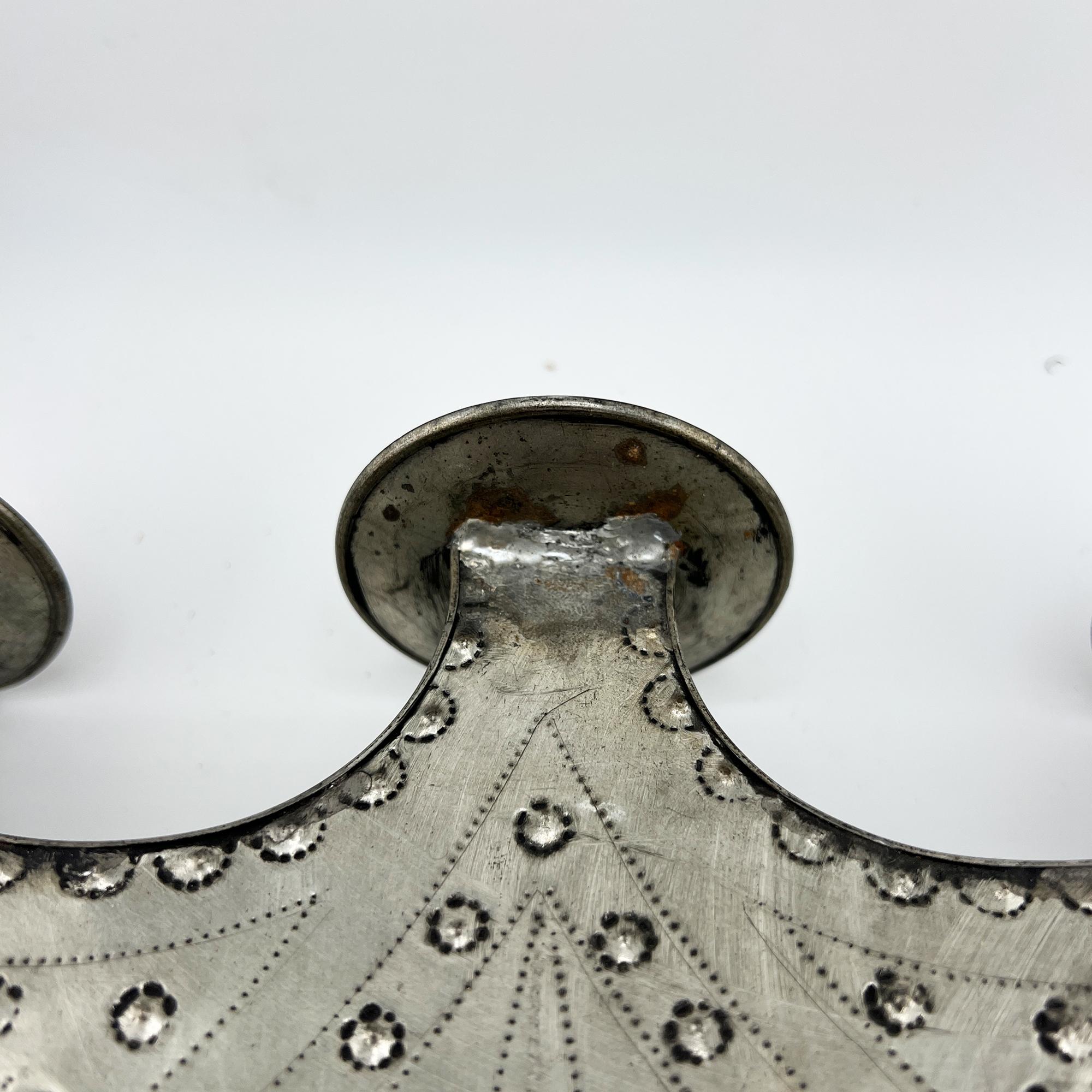 Mexican Tin Candleholder Hand-Punched Folk Art from the Jonathan Parks Estate For Sale 5