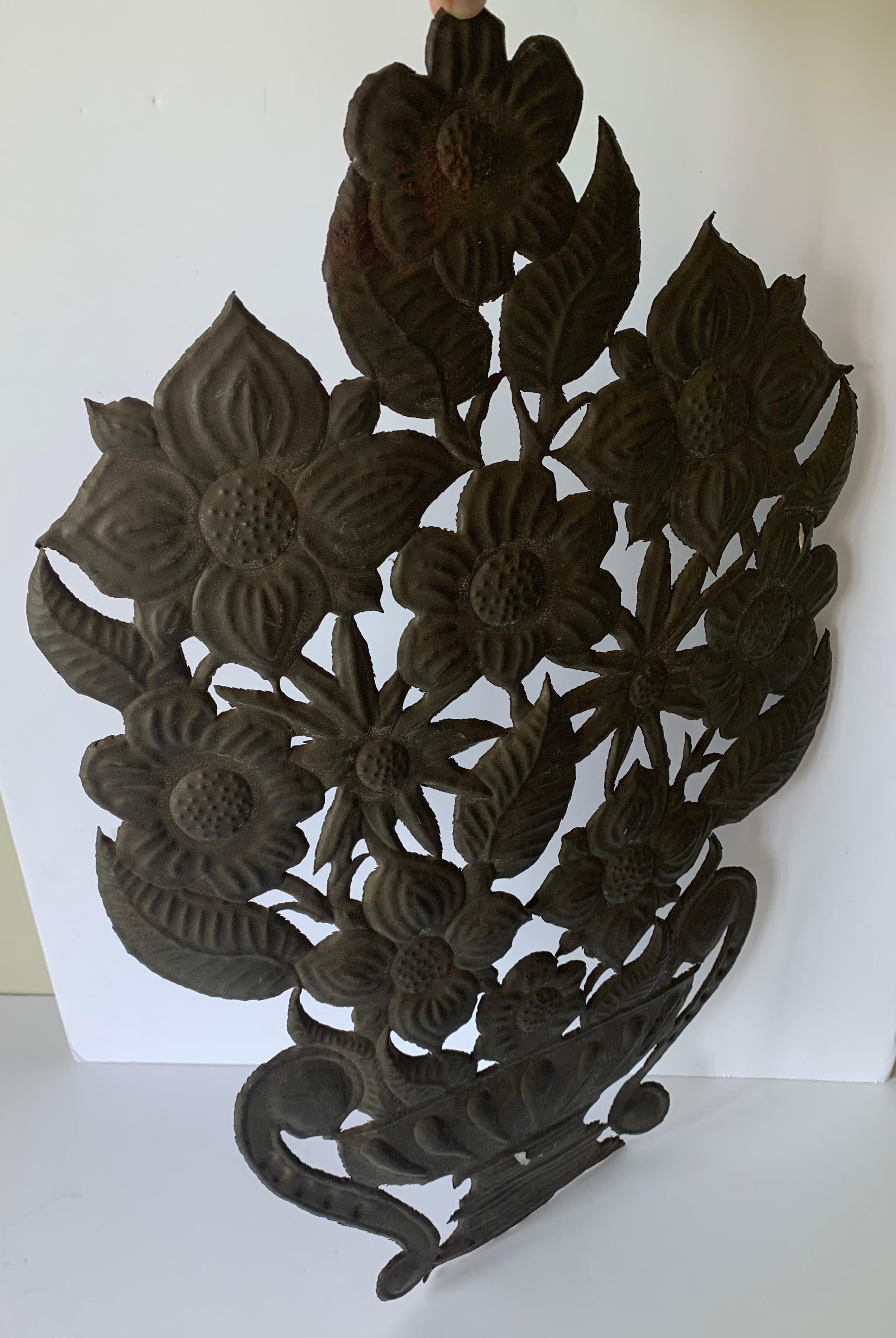 Mid-20th Century Mexican Tin Flower Wall Hanging Decoration