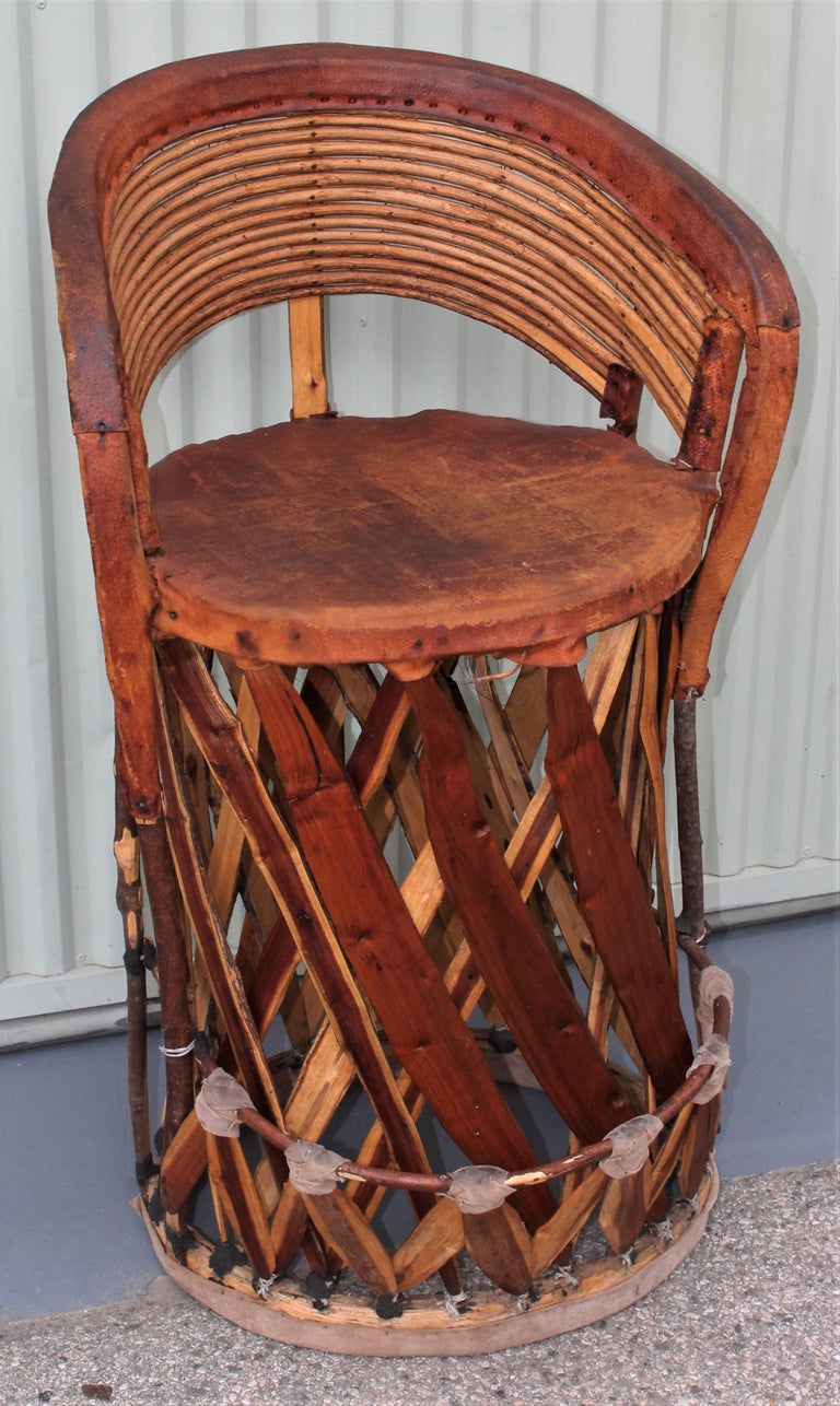 Mexican Tlaquepaque Bar Stools in Leather and Wood Pair at 1stDibs mexican bar stools