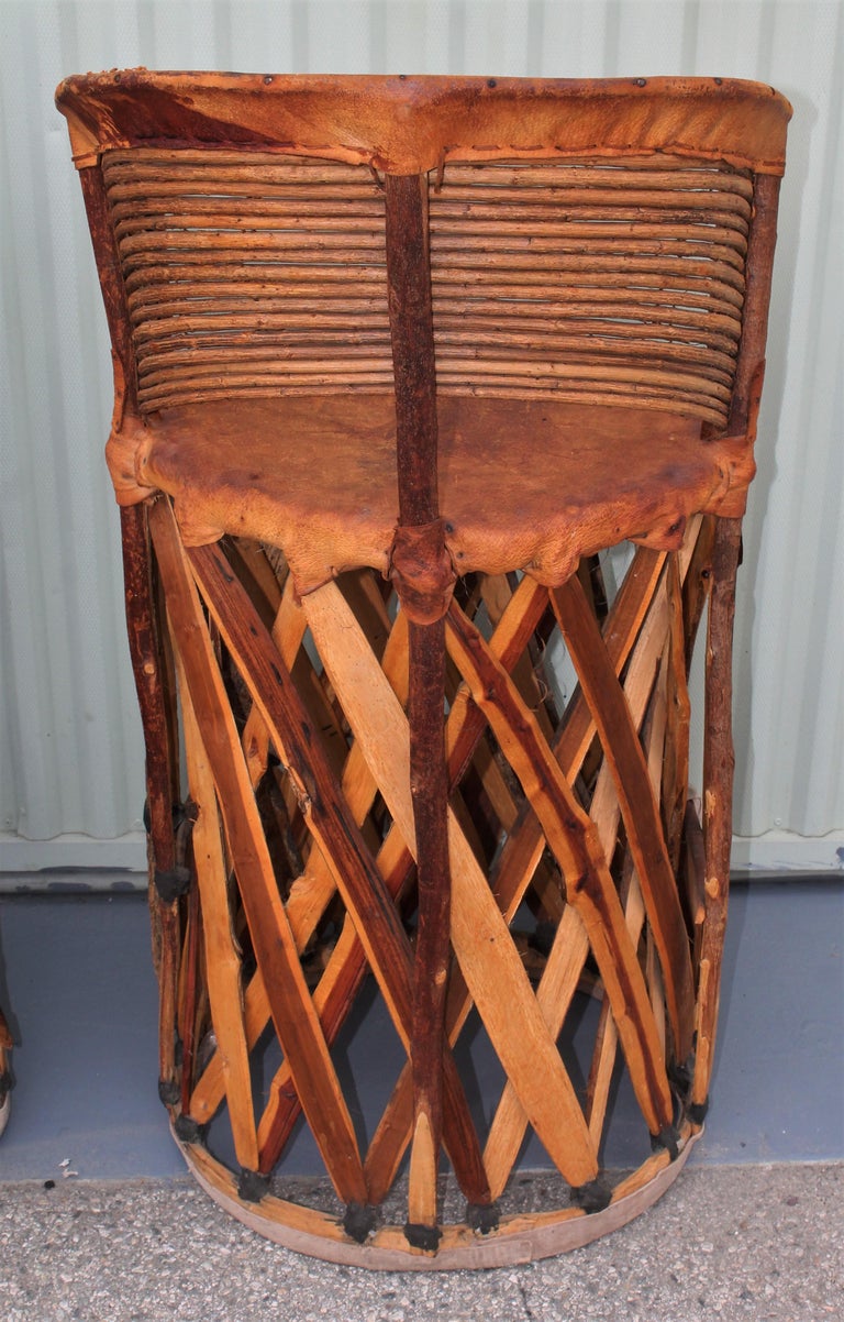 Mexican Tlaquepaque Bar Stools in Leather and Wood Pair at 1stDibs mexican bar stools