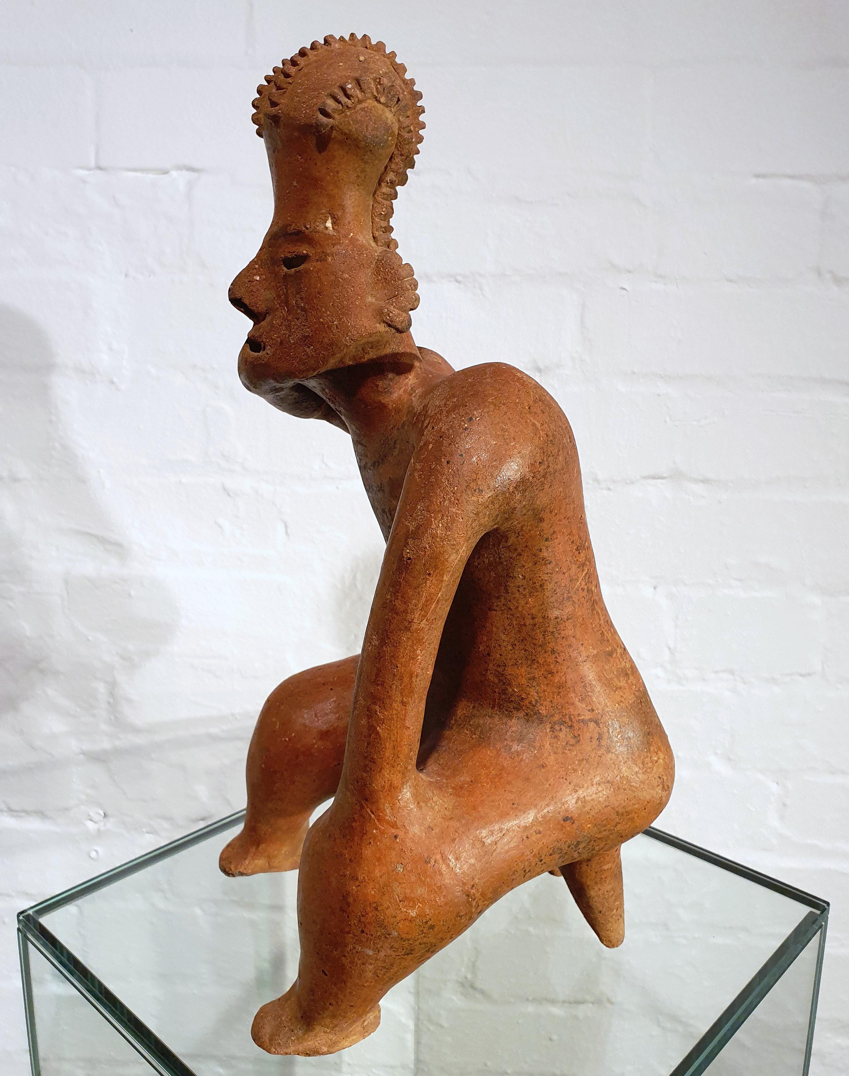 Hand-Crafted Mexican Tribal Red Clay Figure For Sale