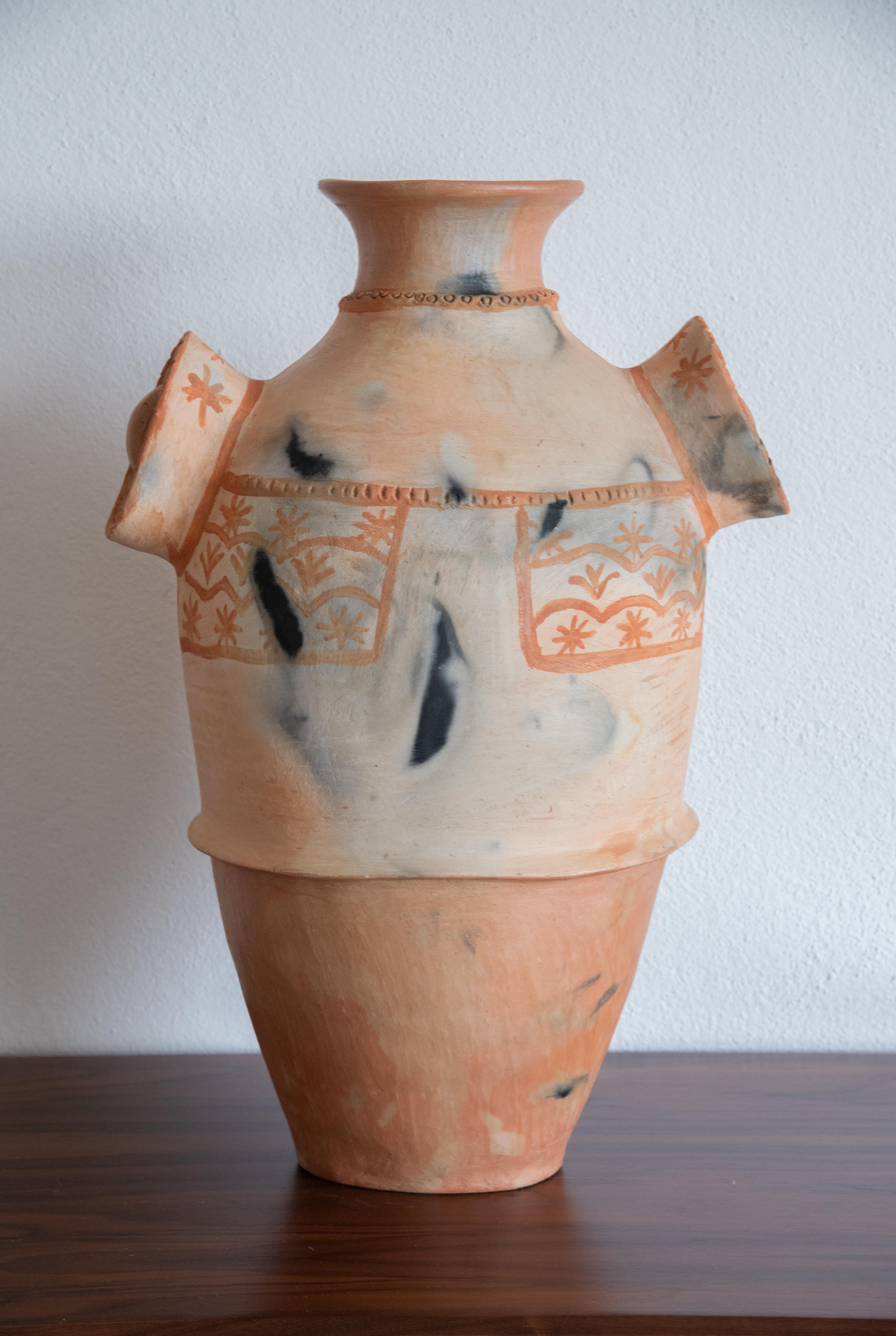 Mexican Vessel Rustic Natural Clay Folk Art Handmade Ceramic Terracotta Oaxaca In Excellent Condition In Queretaro, Queretaro