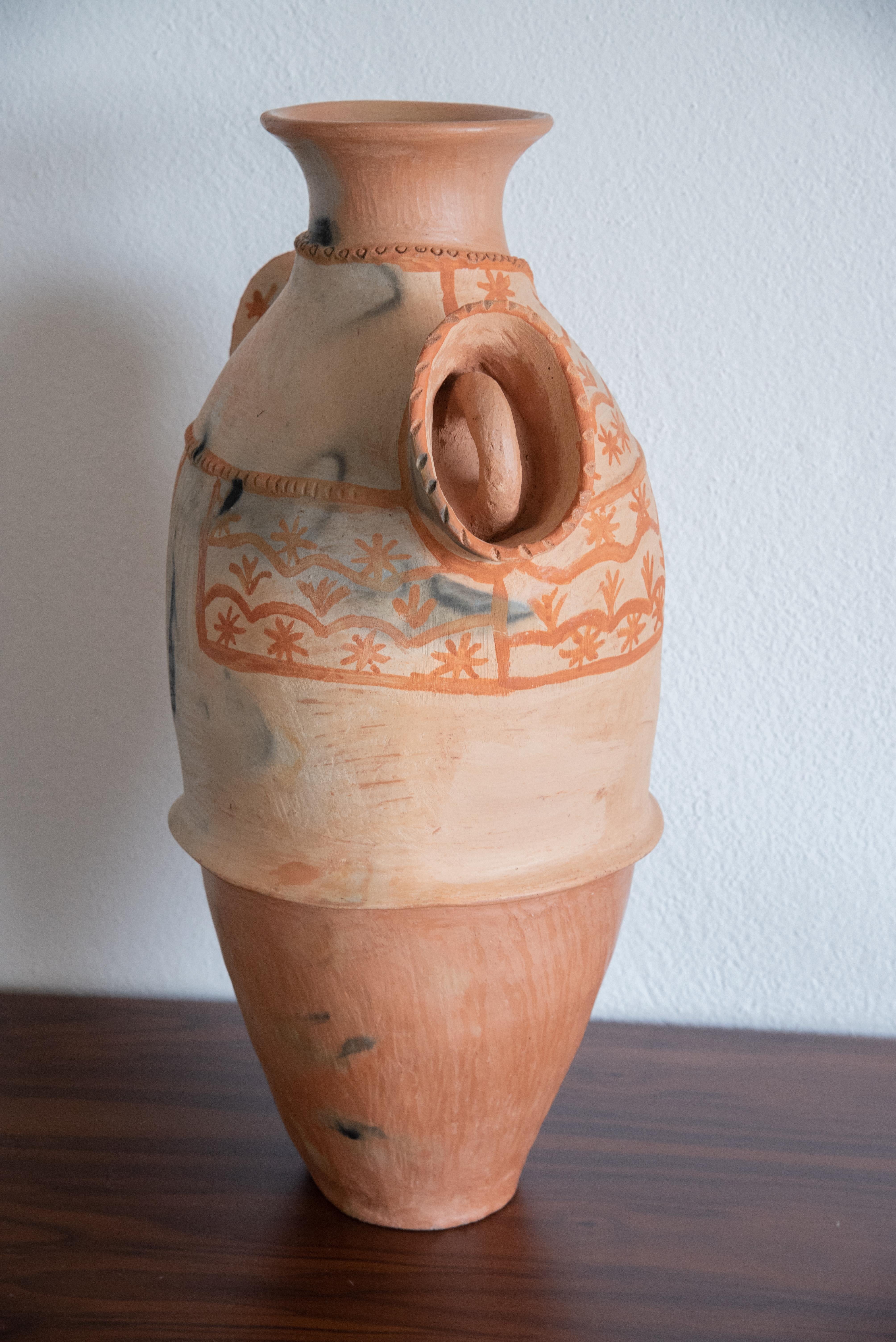 Contemporary Mexican Vessel Rustic Natural Clay Folk Art Handmade Ceramic Terracotta Oaxaca