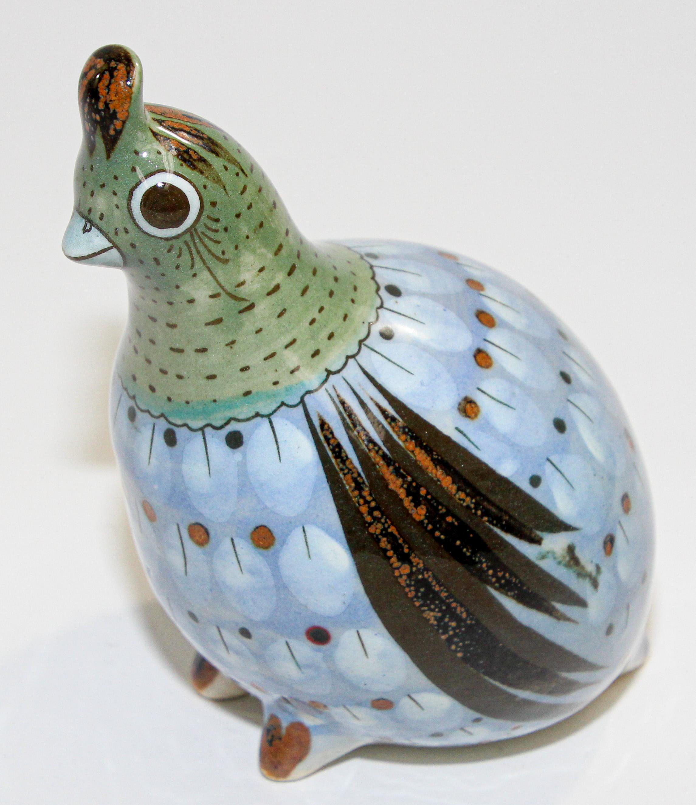Mexican Vintage Ken Edwards Tonala Pottery Hand Painted Blue Bird 1