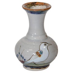 Mexican Vintage Ken Edwards Tonala Pottery Hand Painted Blue Vase