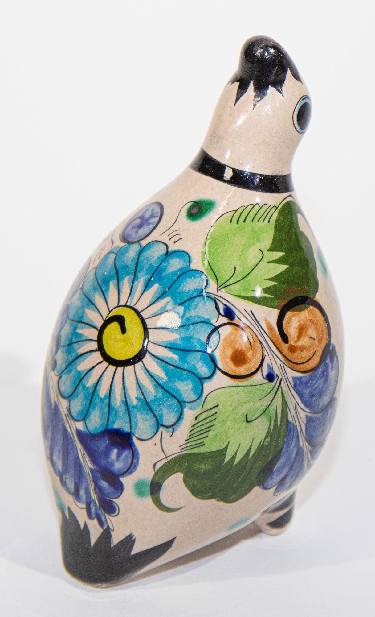 Mexikanische Vintage Ken Edwards Tonala Pottery Hand gemalt Wachtel Vogel (Handgefertigt) im Angebot