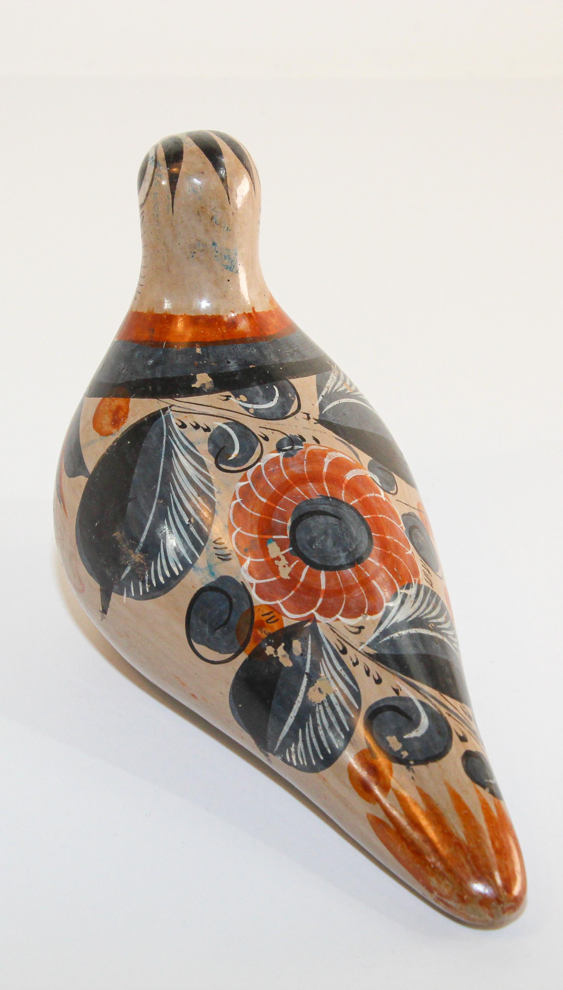 Mexican Vintage Tonala Pottery Hand Painted Bird 3