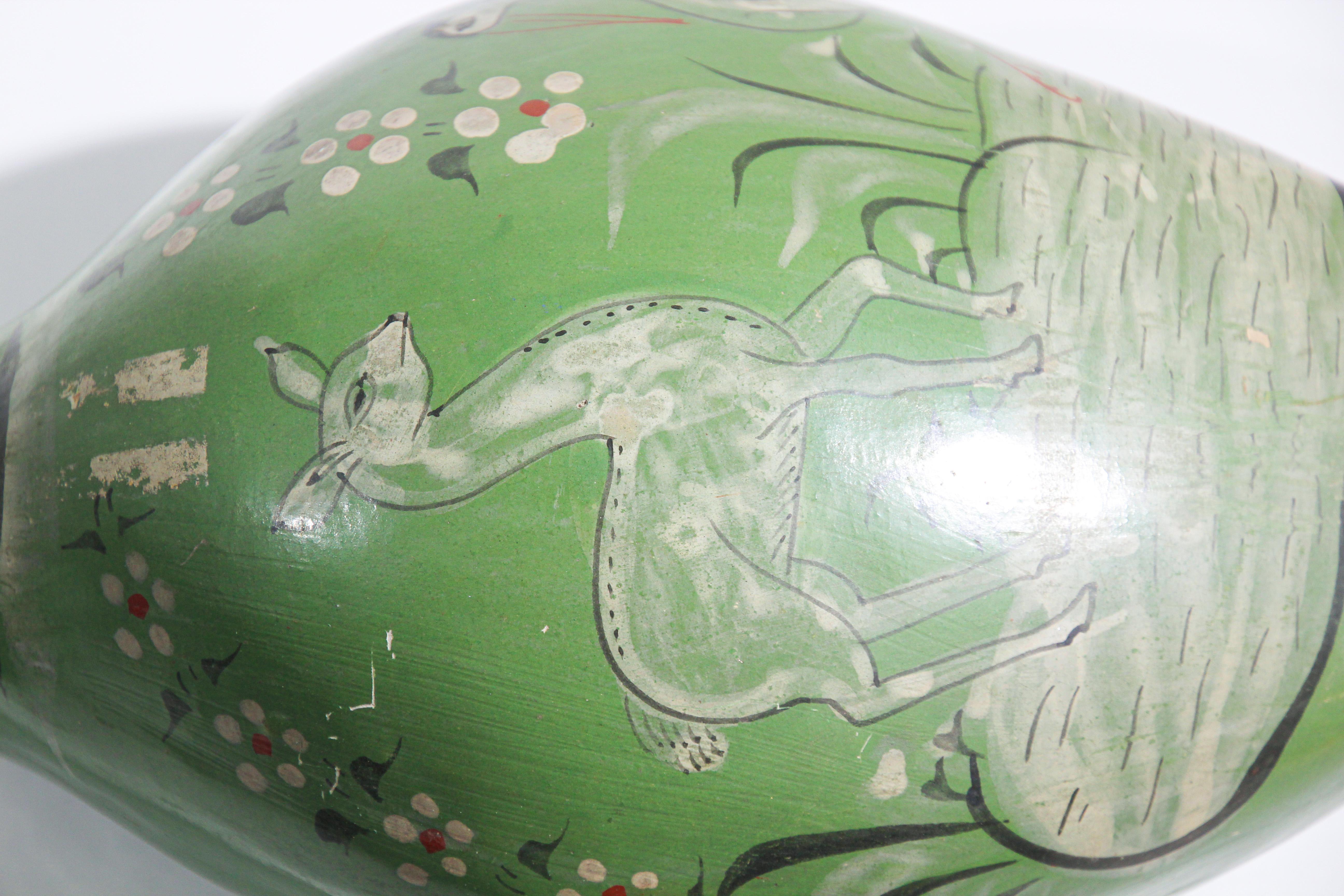 Mexican Vintage Tonala Pottery Hand Painted Green Duck For Sale 5
