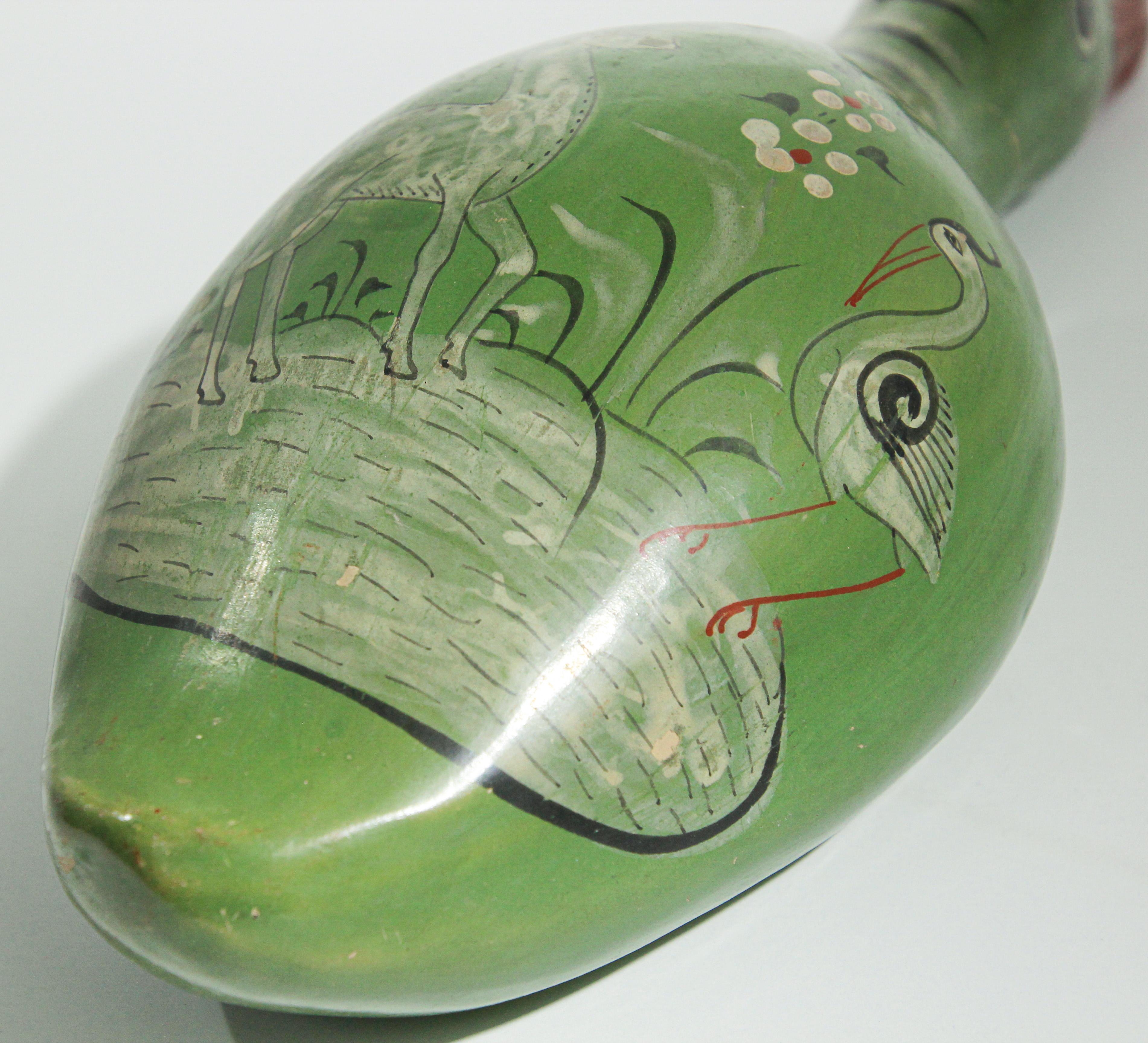 Mexican Vintage Tonala Pottery Hand Painted Green Duck For Sale 10