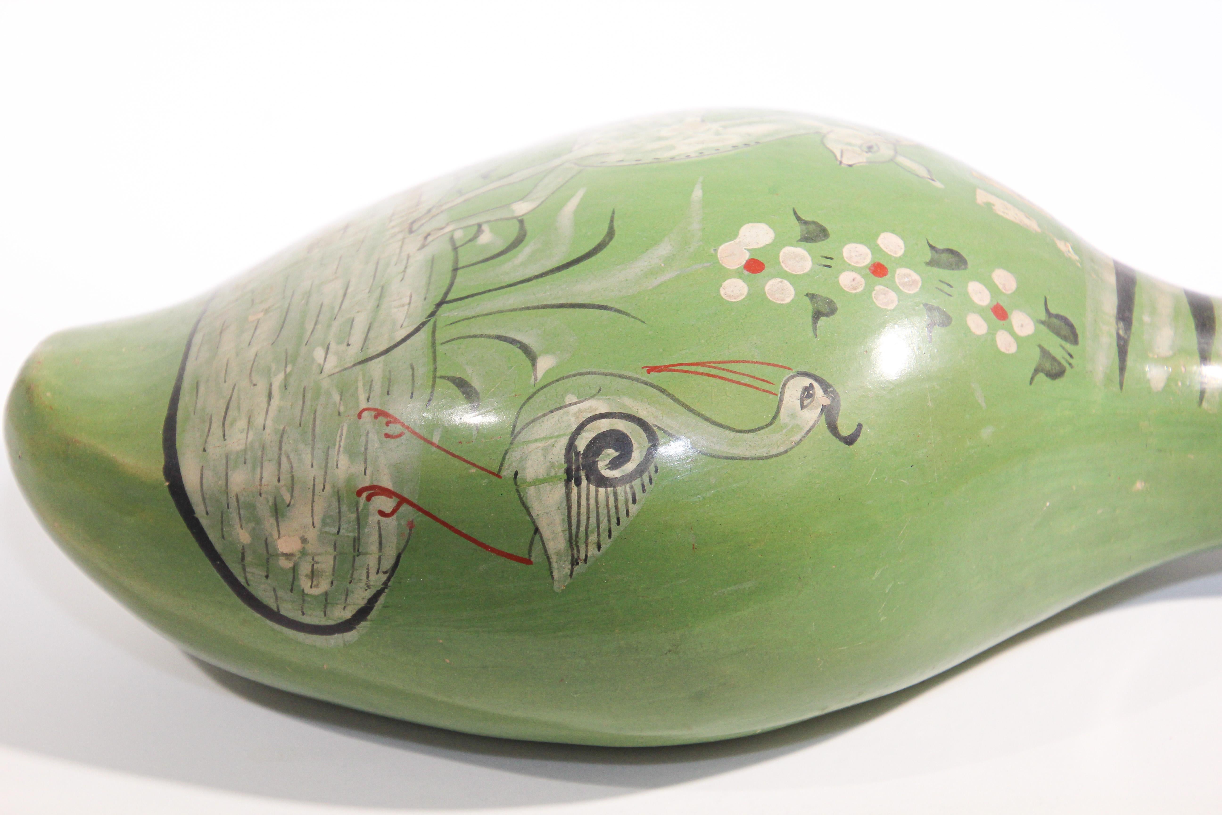 Mexikanischer mexikanischer Vintage Tonala Keramik handbemalter grüner Ente (Handgefertigt) im Angebot