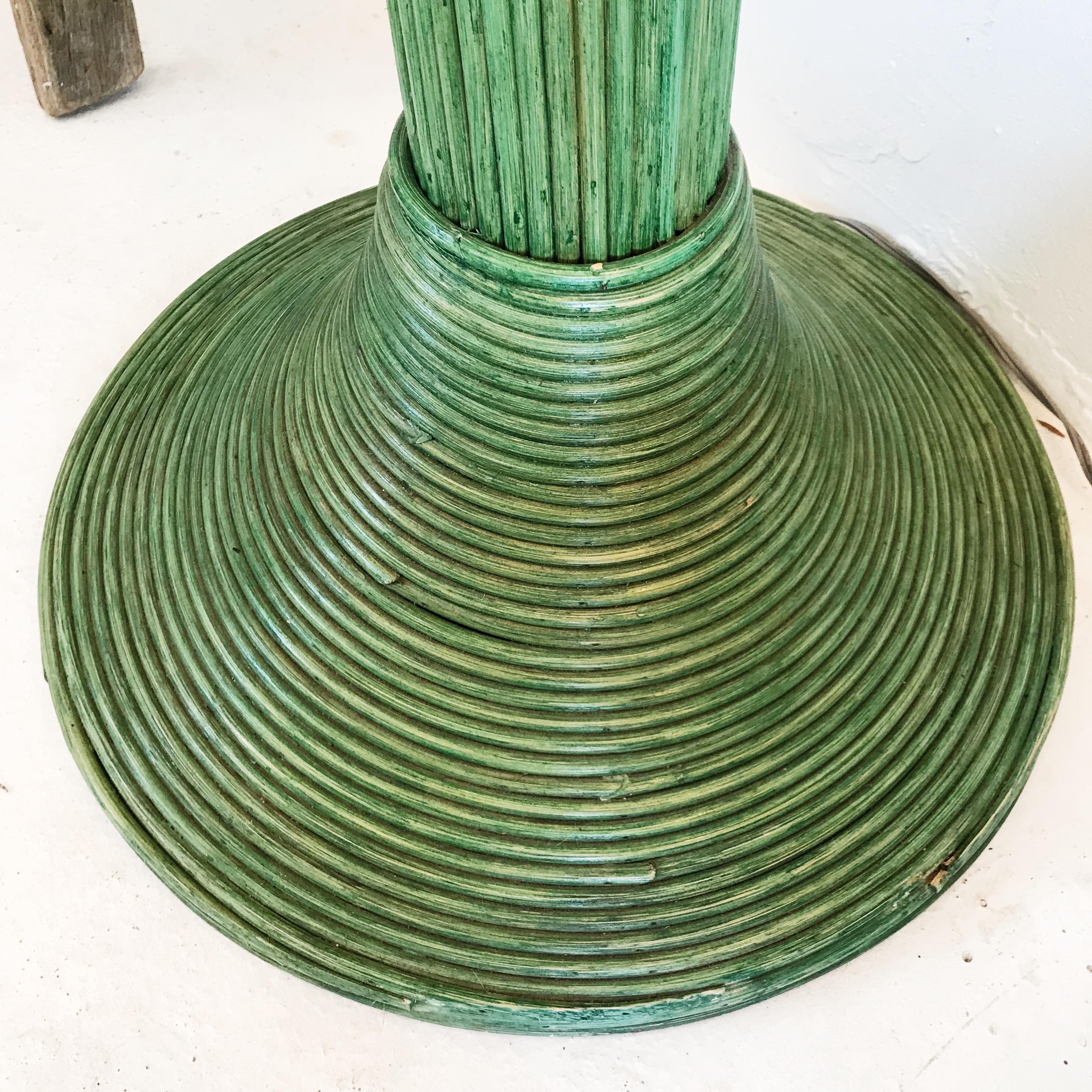 Late 20th Century Mexican Wicker Rattan Palm Tree Floor Lamp by Mario Lopez Torres in Jade For Sale
