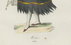 Mexican Woman Costume Print – Antique Hand-Colored Lithograph, 1854