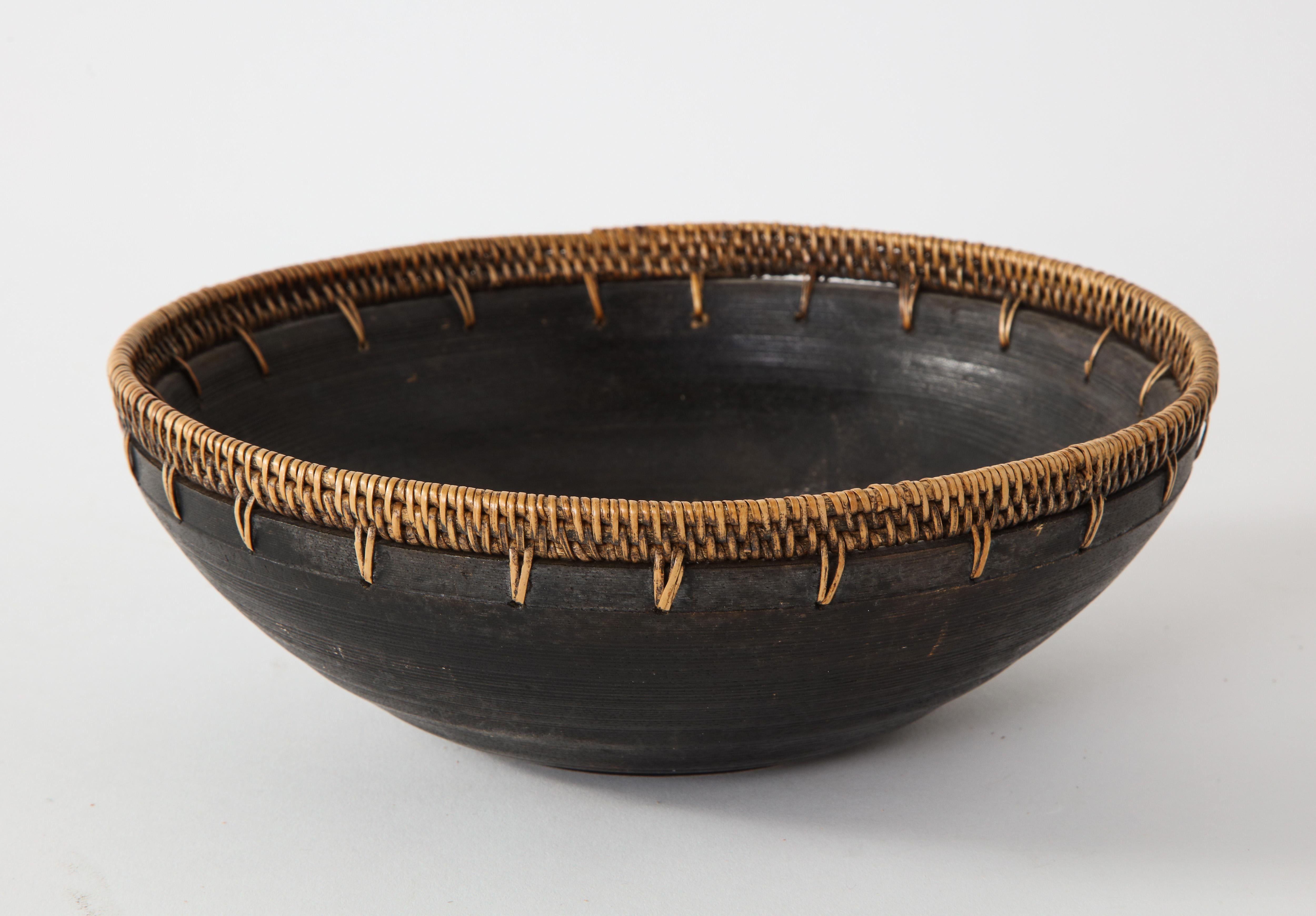 Mexican Wood and Raffia Bowl 7