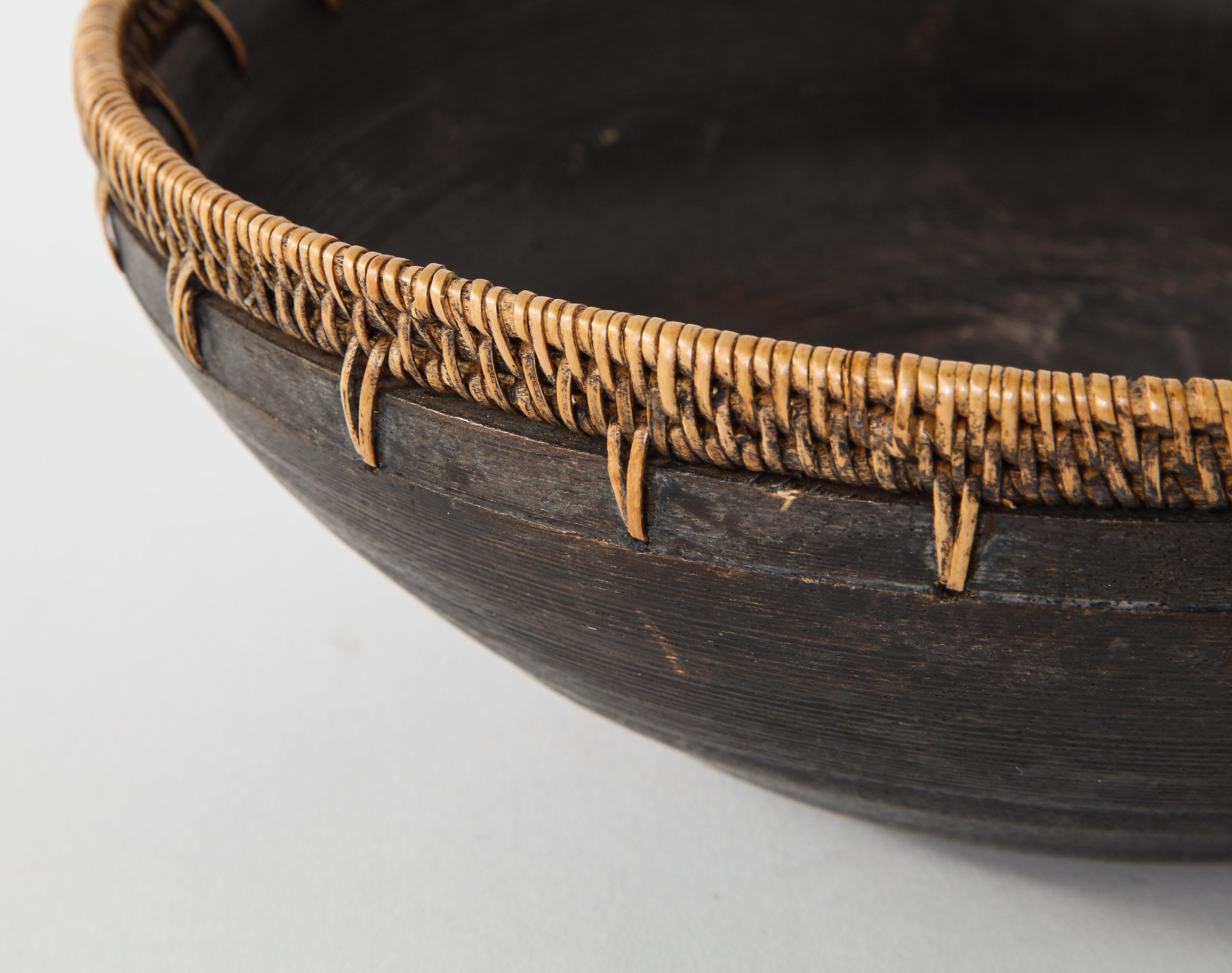 Mexican Wood and Raffia Bowl 1