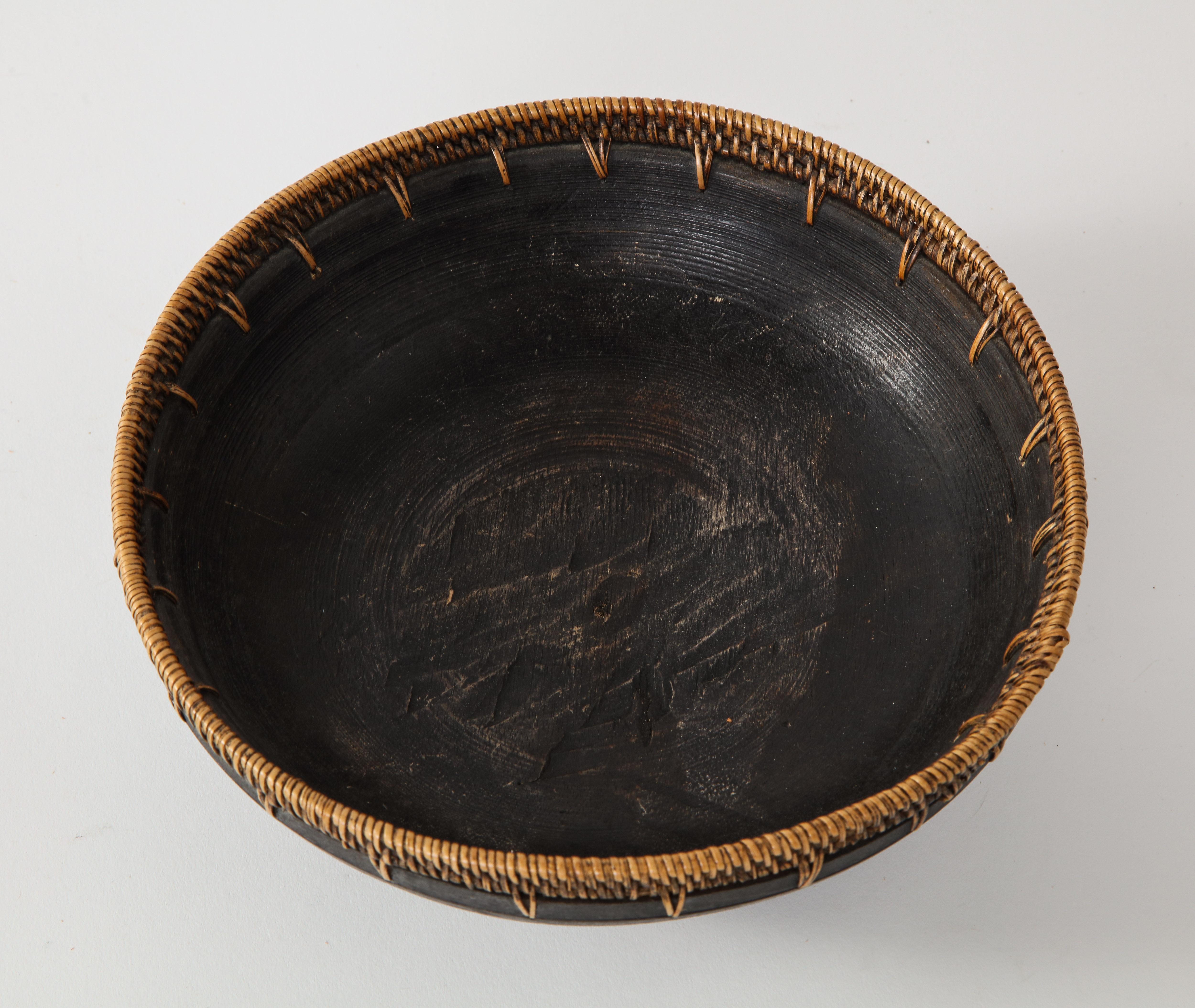 Mexican Wood and Raffia Bowl 3