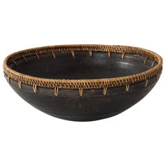 Mexican Wood and Raffia Bowl