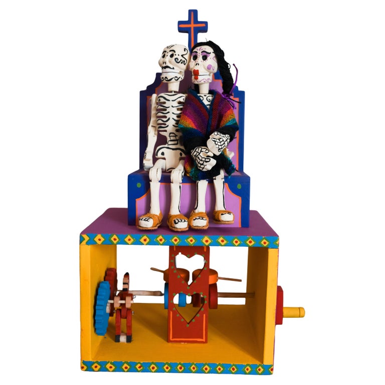 Juguete Mexicano de Madera Día de los Muertos Calaveras Arte