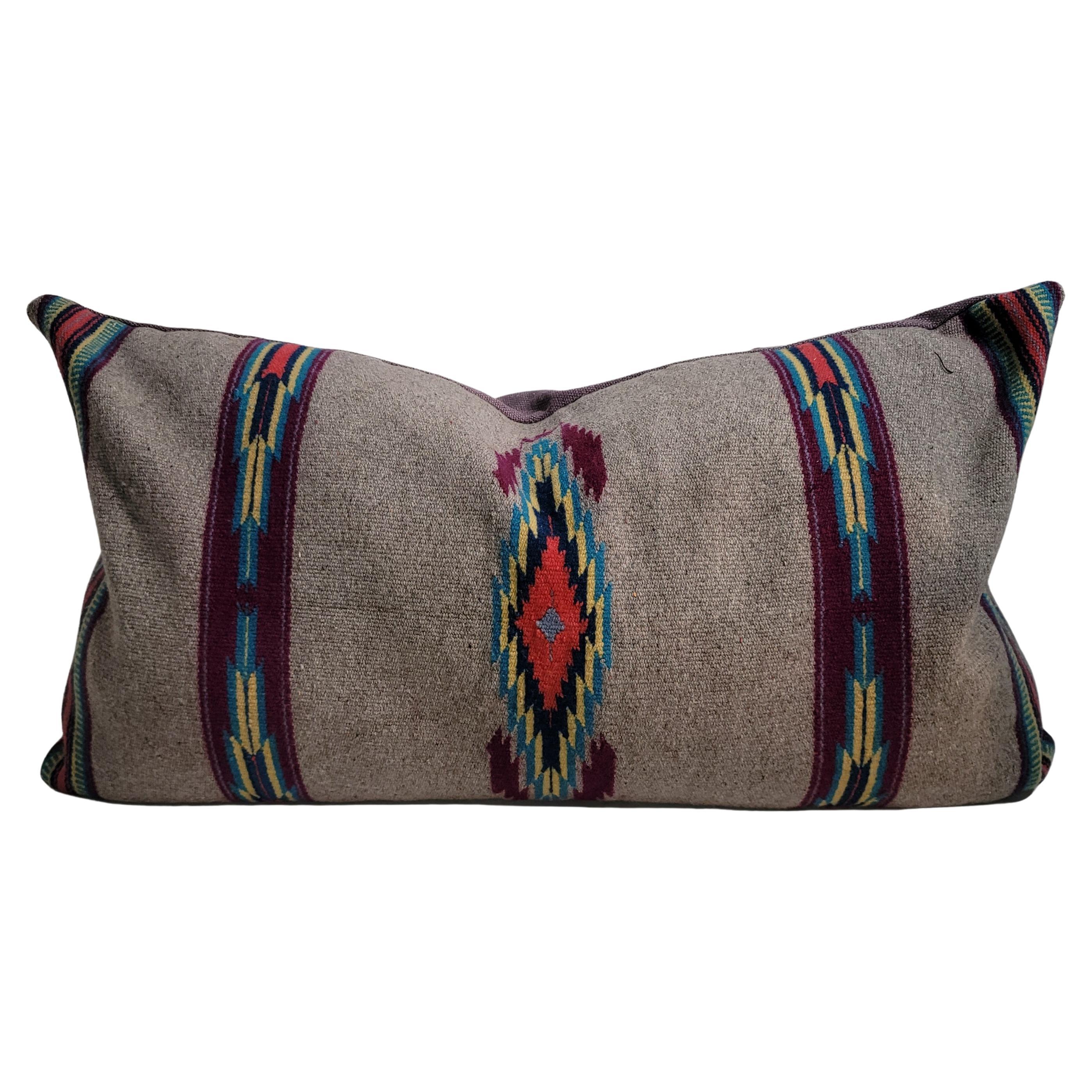 Mexican Wool Serape Bolster Pillow For Sale