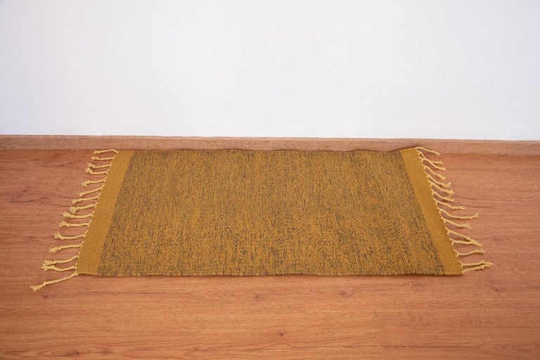 Mexican Wool Yellow Small Rug Handmade Oaxaca Hand-Dyed Natural Pigment ...