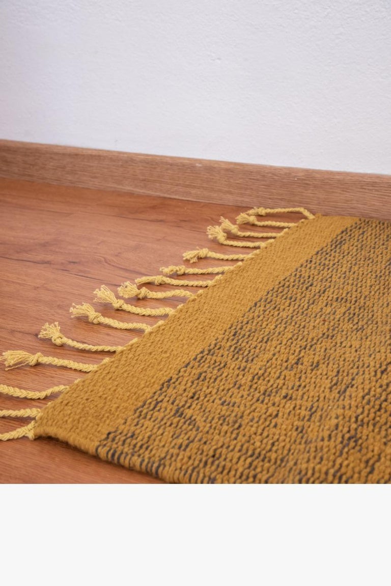 Mexican Wool Yellow Small Rug Handmade Oaxaca HandDyed Natural Pigment