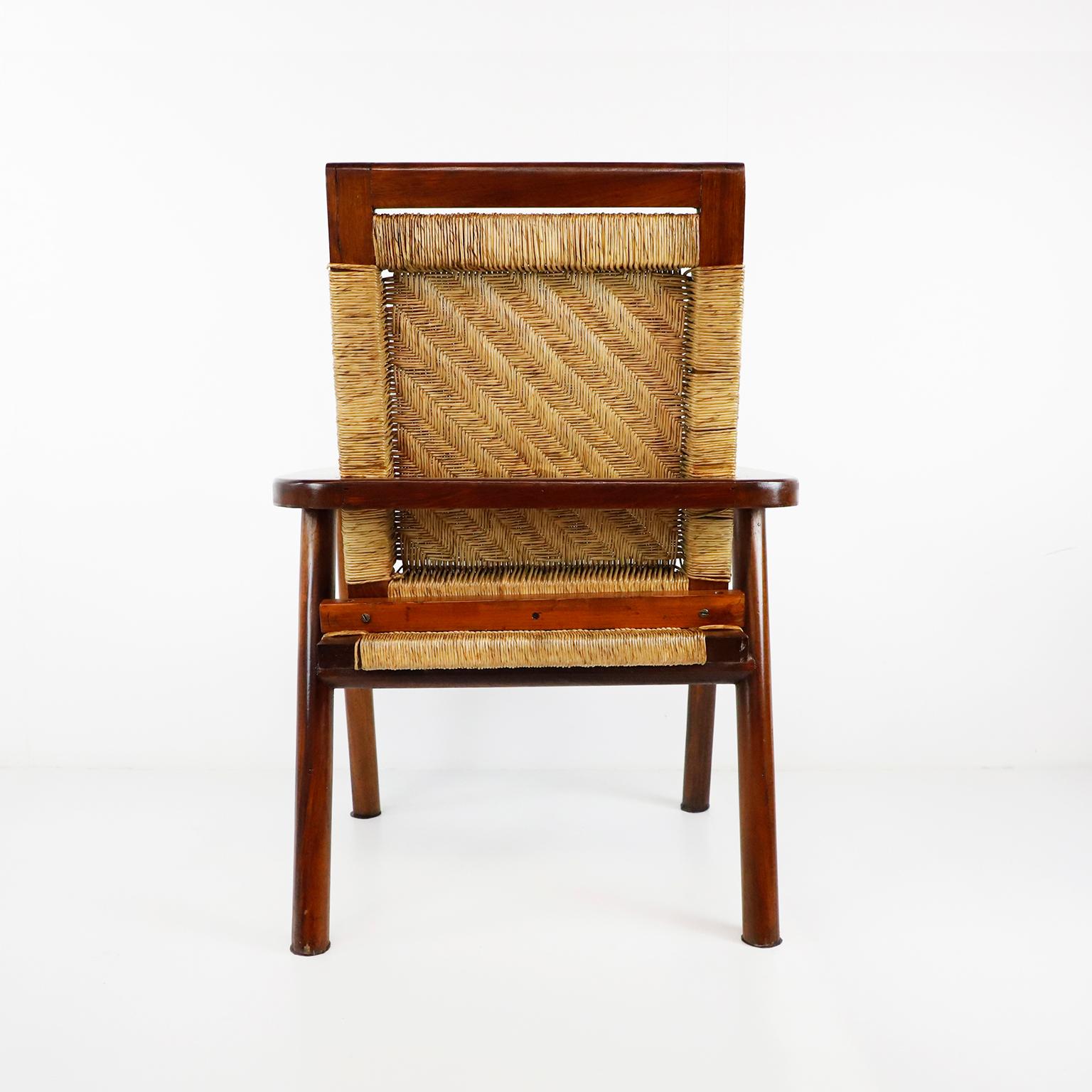 Mid-20th Century Mexican Woven Lounge Chair in the Style of Clara Porset