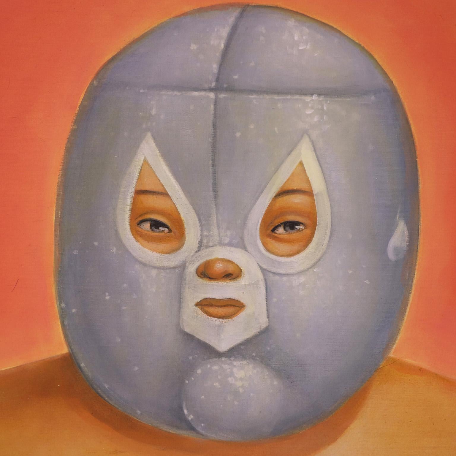 Circa 1970, nous vous proposons cette rare peinture de lutteur mexicain Acrilic.
