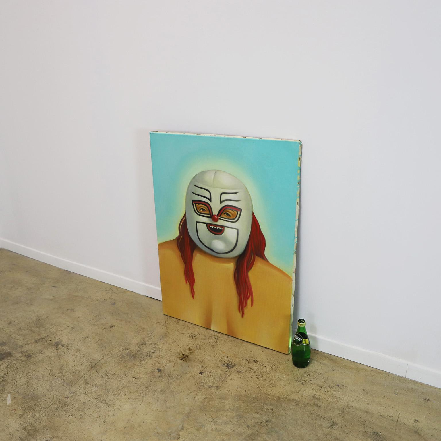 Mexican Wrestler Painting In Fair Condition For Sale In Mexico City, CDMX