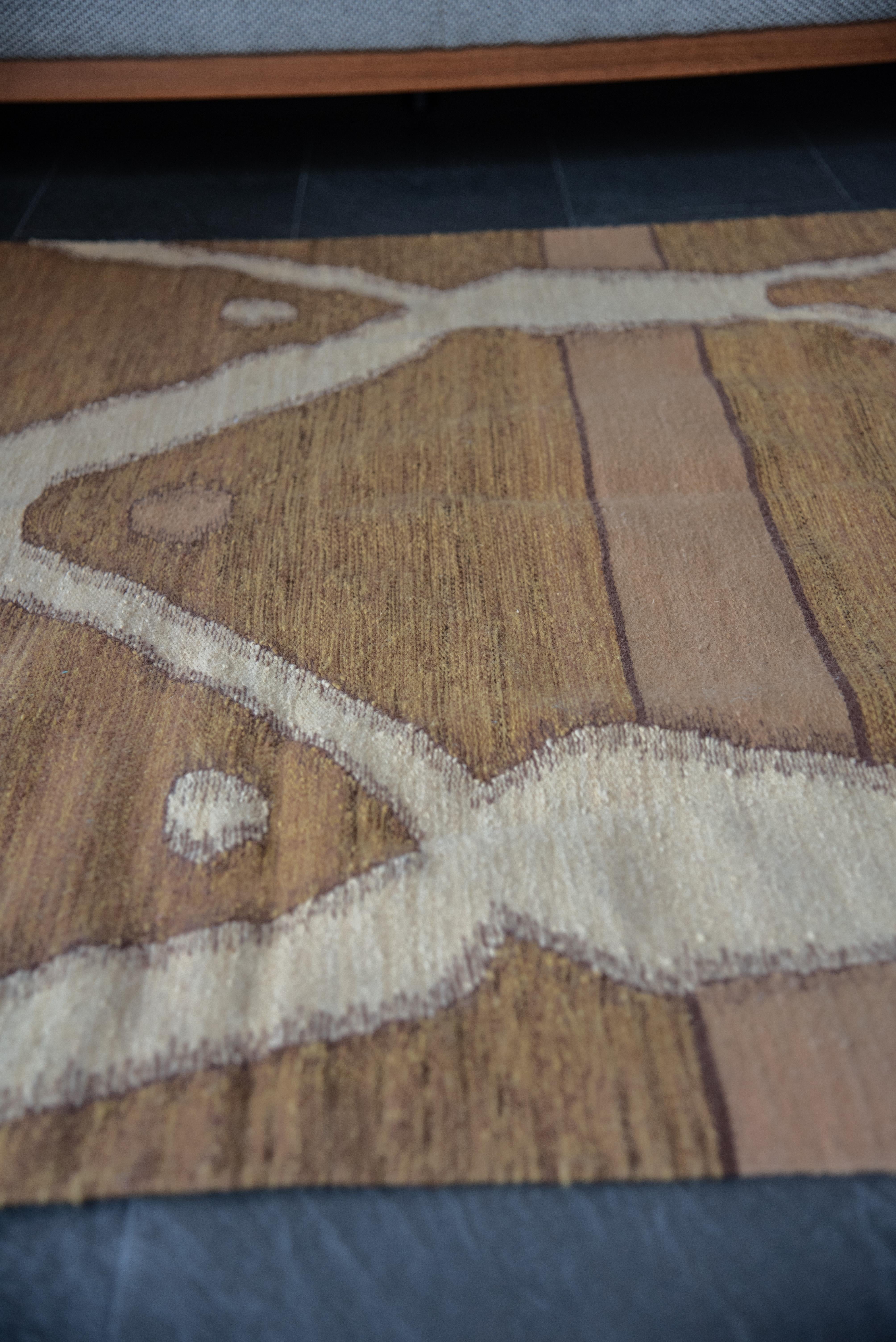 Mexikanischer Zapotec-Wollteppich Abstraktes Modernes Design Handgefärbt Senf Weiß Braun im Zustand „Neu“ im Angebot in Queretaro, Queretaro