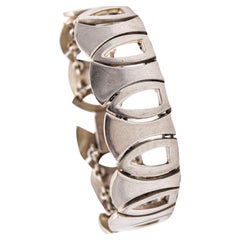 MESSICO 1970 Bracciale geometrico modernista in argento massiccio .925
