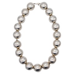 Mexico 1970 Modernist Spherical Balls Necklace in Solid .925 Sterling Silver