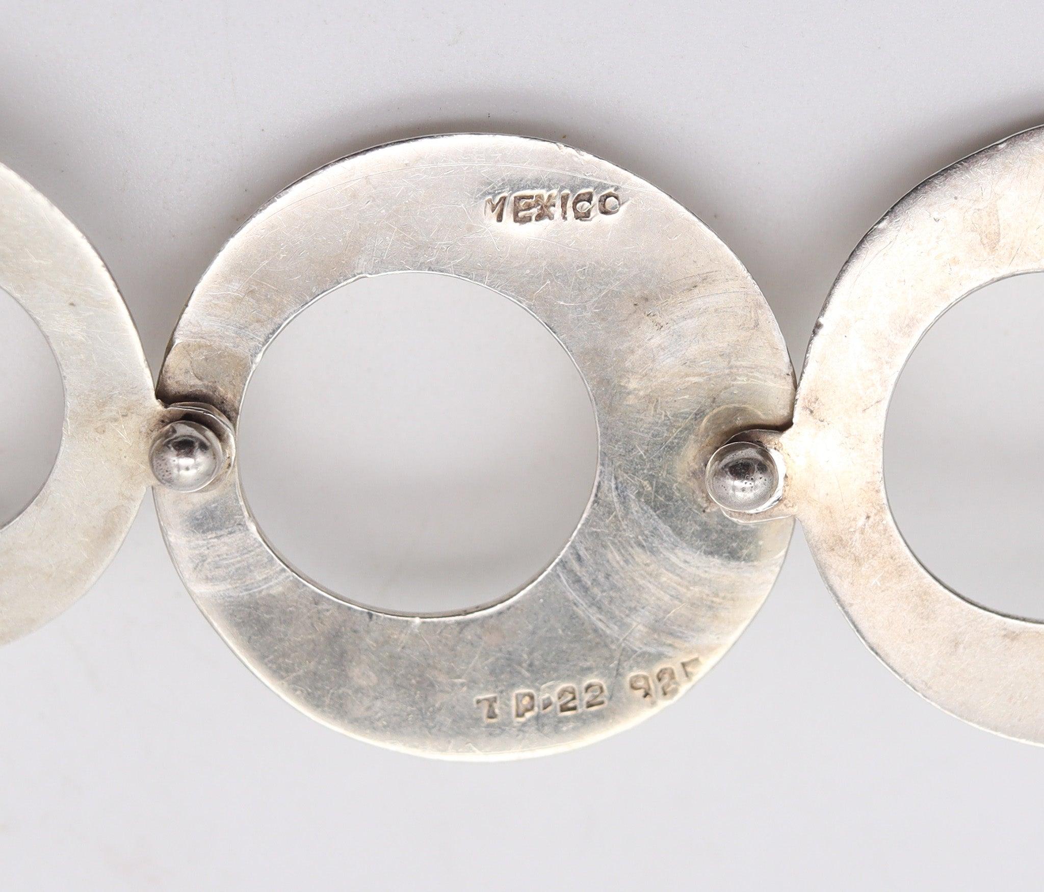 MEXICO 1970 Taxco Modernistische geometrische Kreise Halskette aus massivem .925 Sterling, MEXICO im Angebot 2