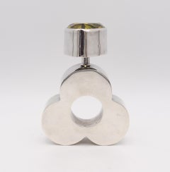 Mexico 1970 Taxco Modernist Perfume Bottle in .925 Sterling Silver with Gemstone